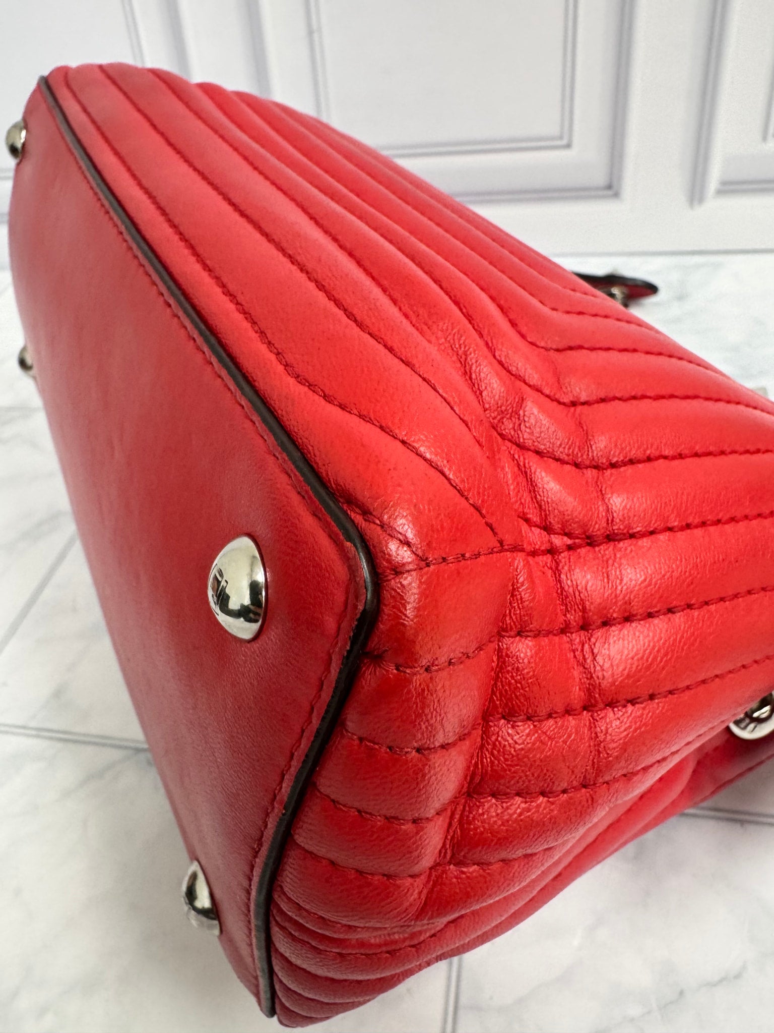 Fendi Red Quilted Leather Dotcom Click Small Shoulder Bag