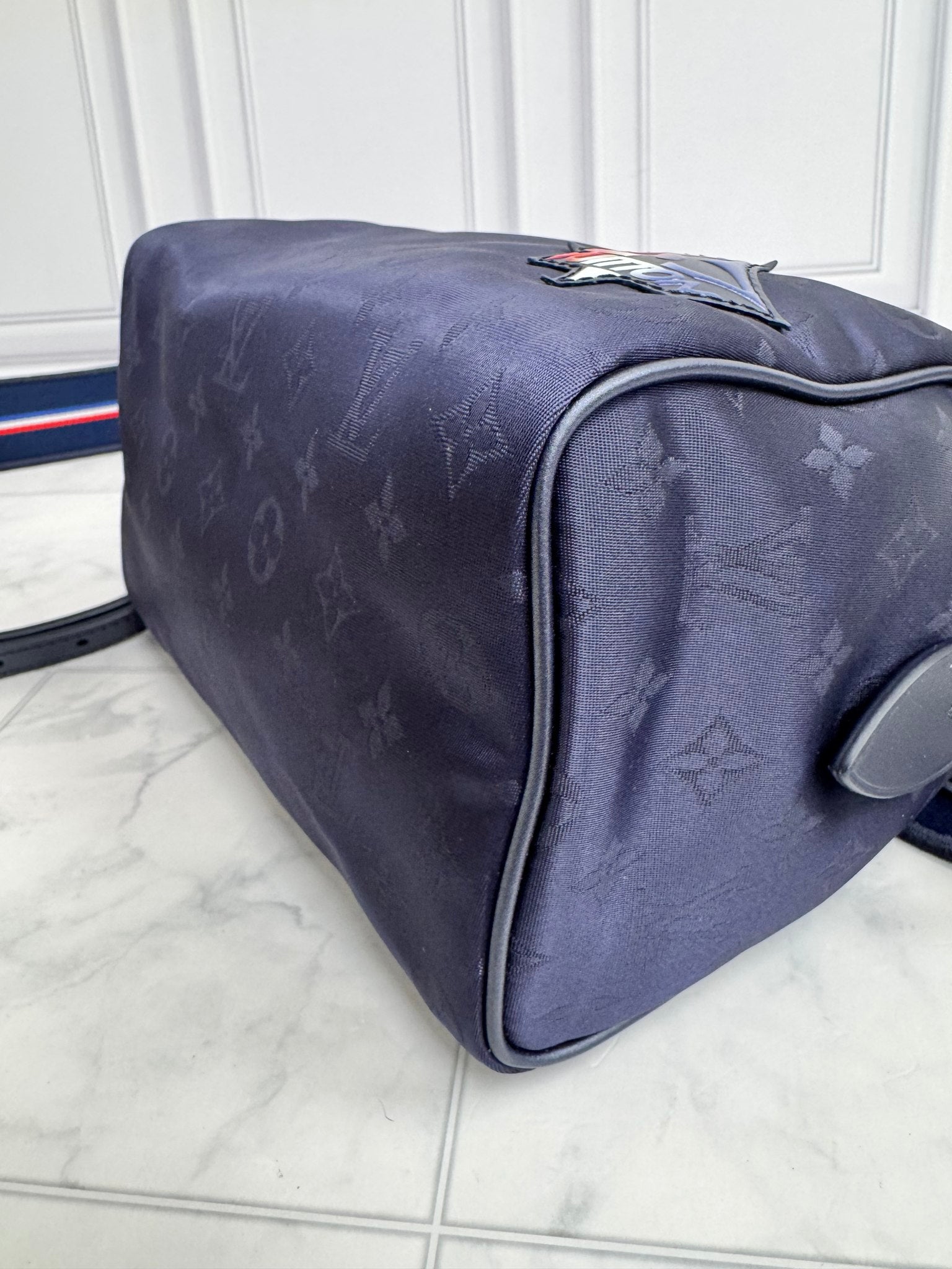 Louis Vuitton Blue Monogram Nylon Speedy Bandouliere 20