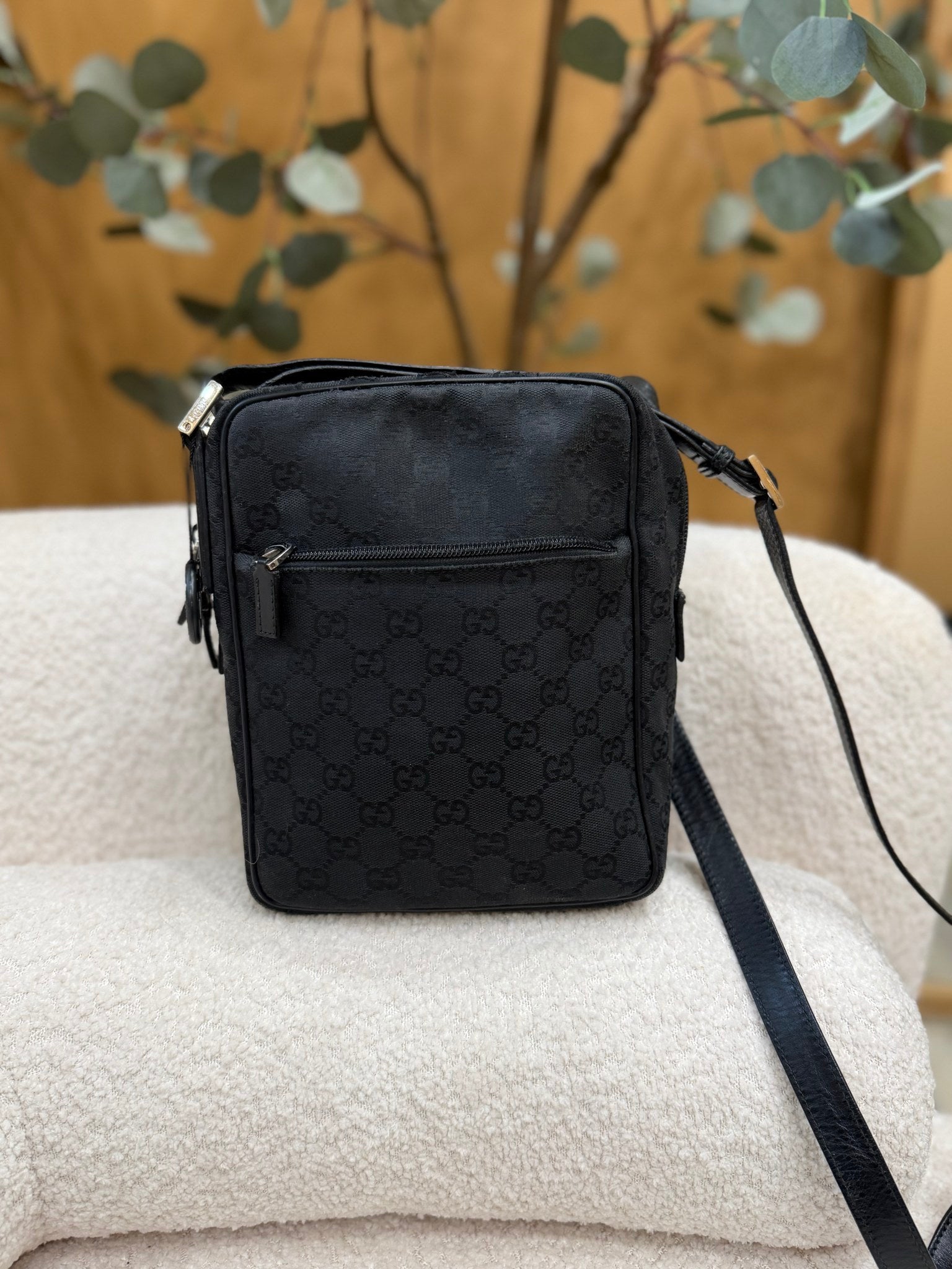 Gucci GG Black Canvas Messenger Bag