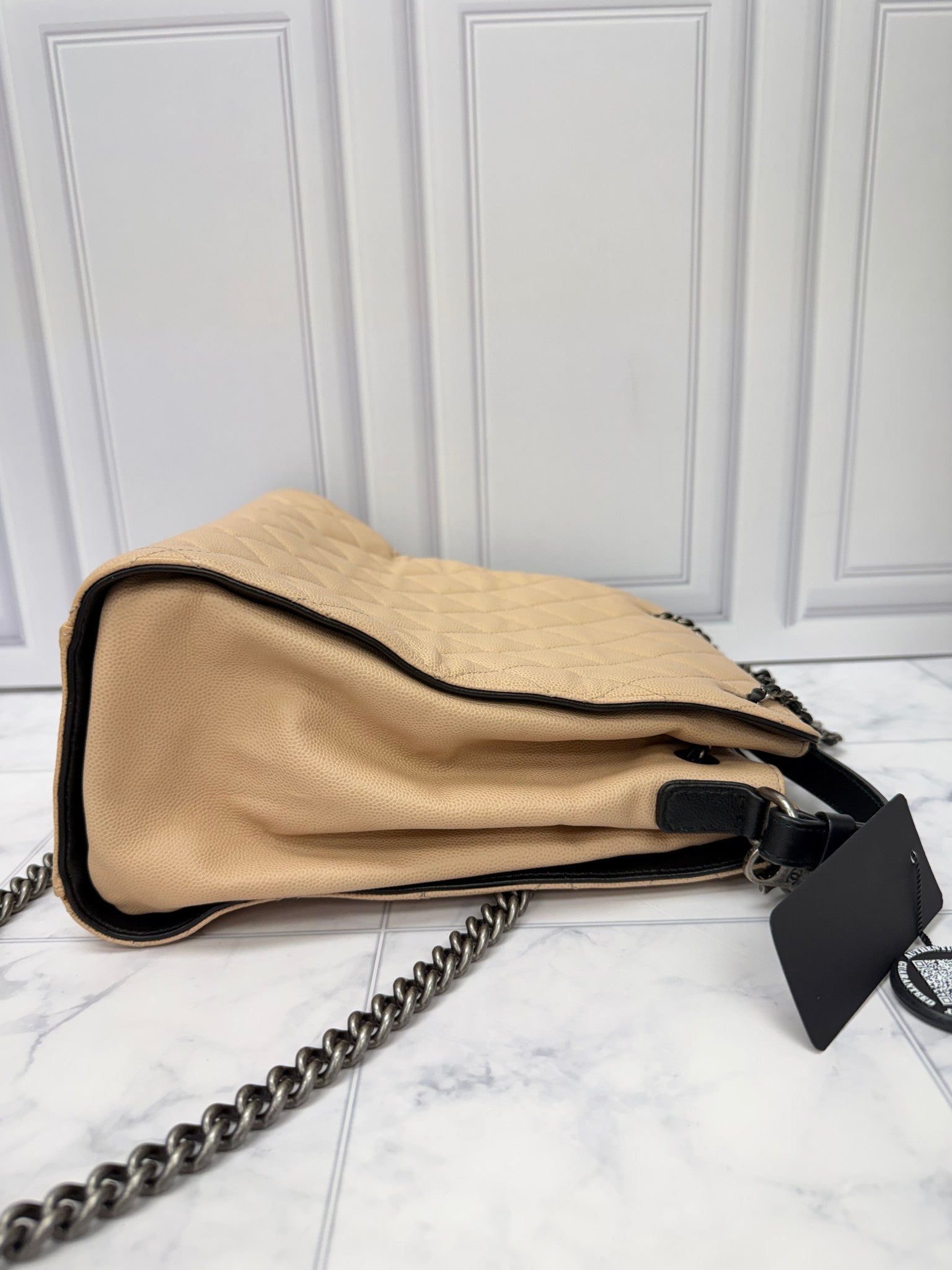 Chanel Beige Caviar Leather Bucket Bag