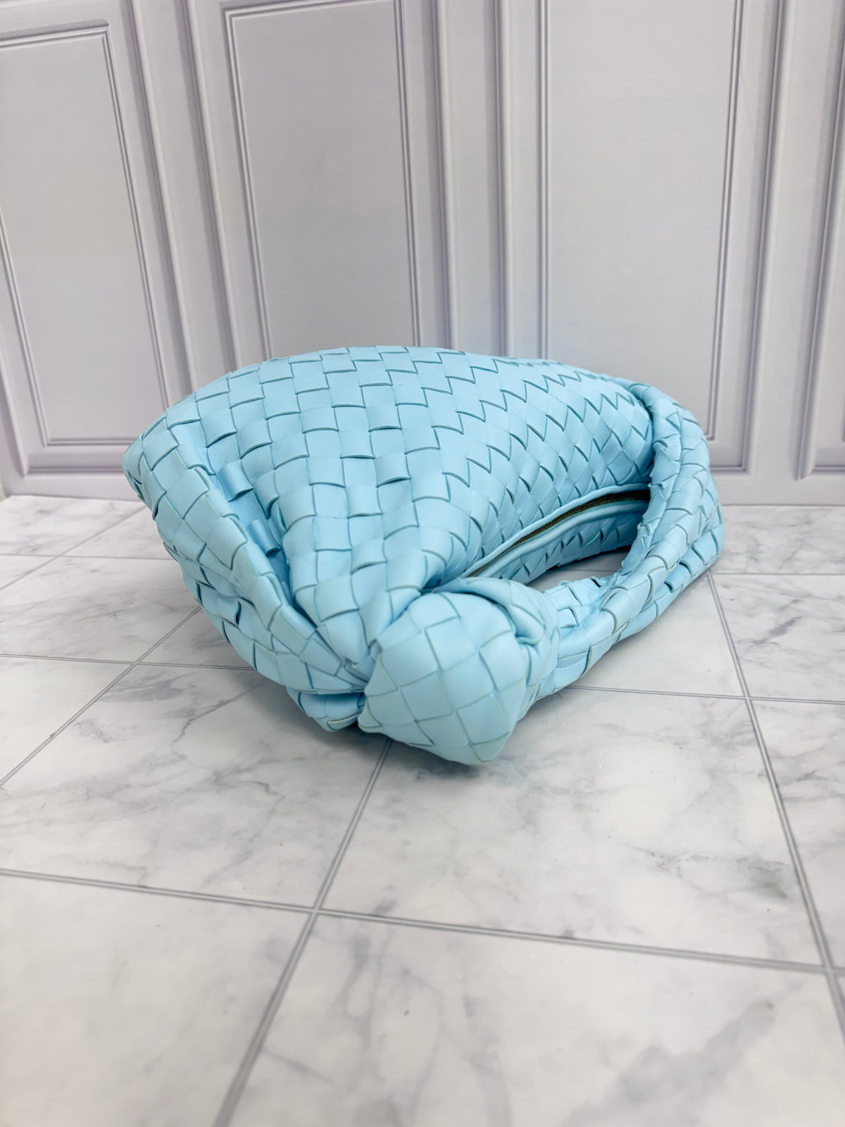 LIKE NEW - Bottega Veneta Blue Intrecciato Leather Jodie Handbag