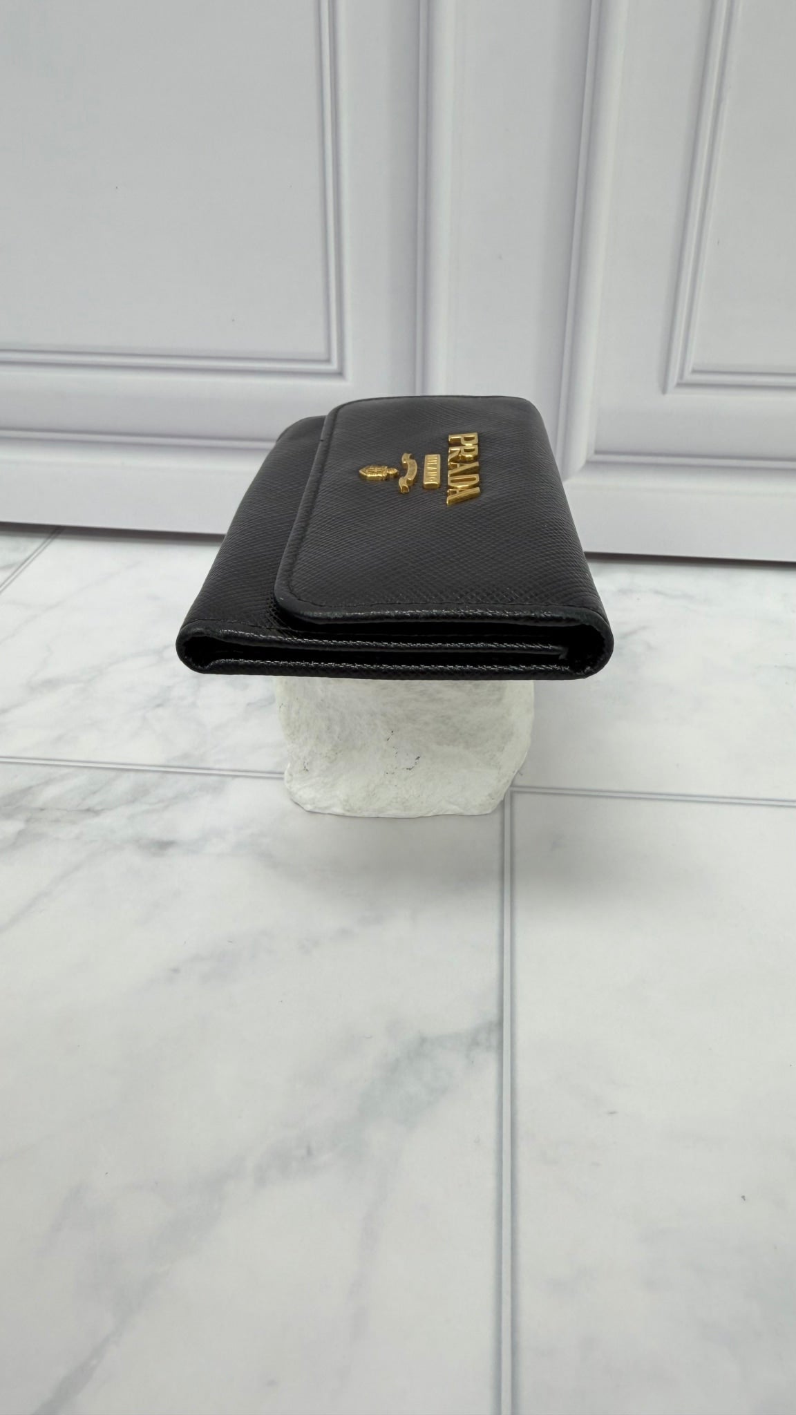 Prada Black Saffiano Leather 6 Key Holder