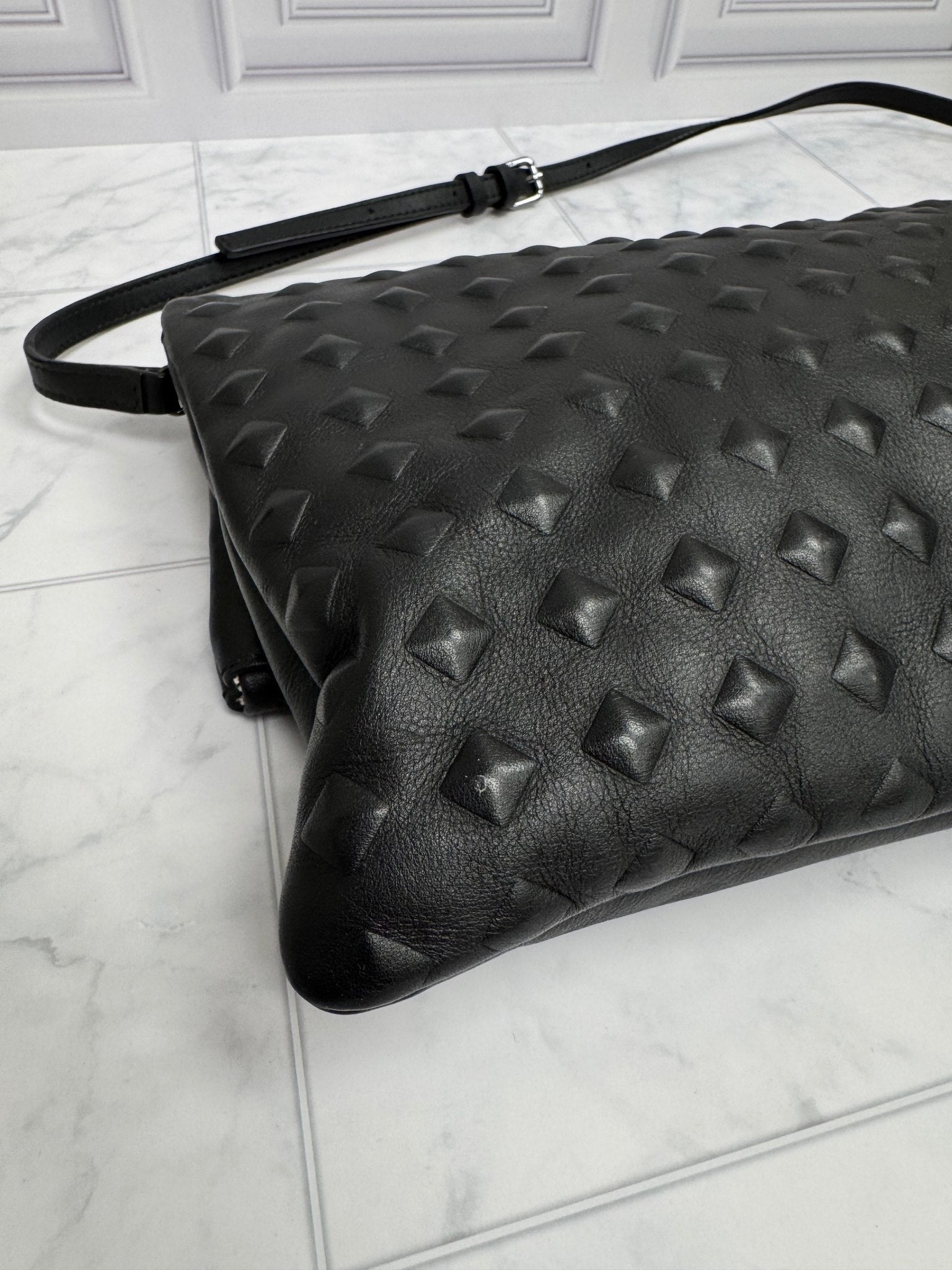 MCM Black Leather Studded Crossbody Bag