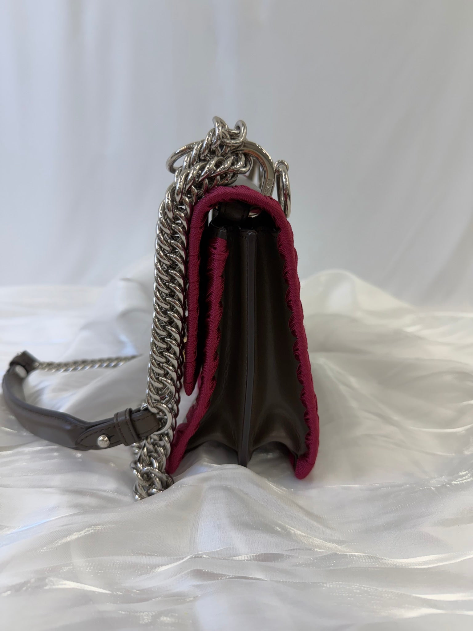 Fendi Brown Leather Kan I Whipstitch Chain Bag