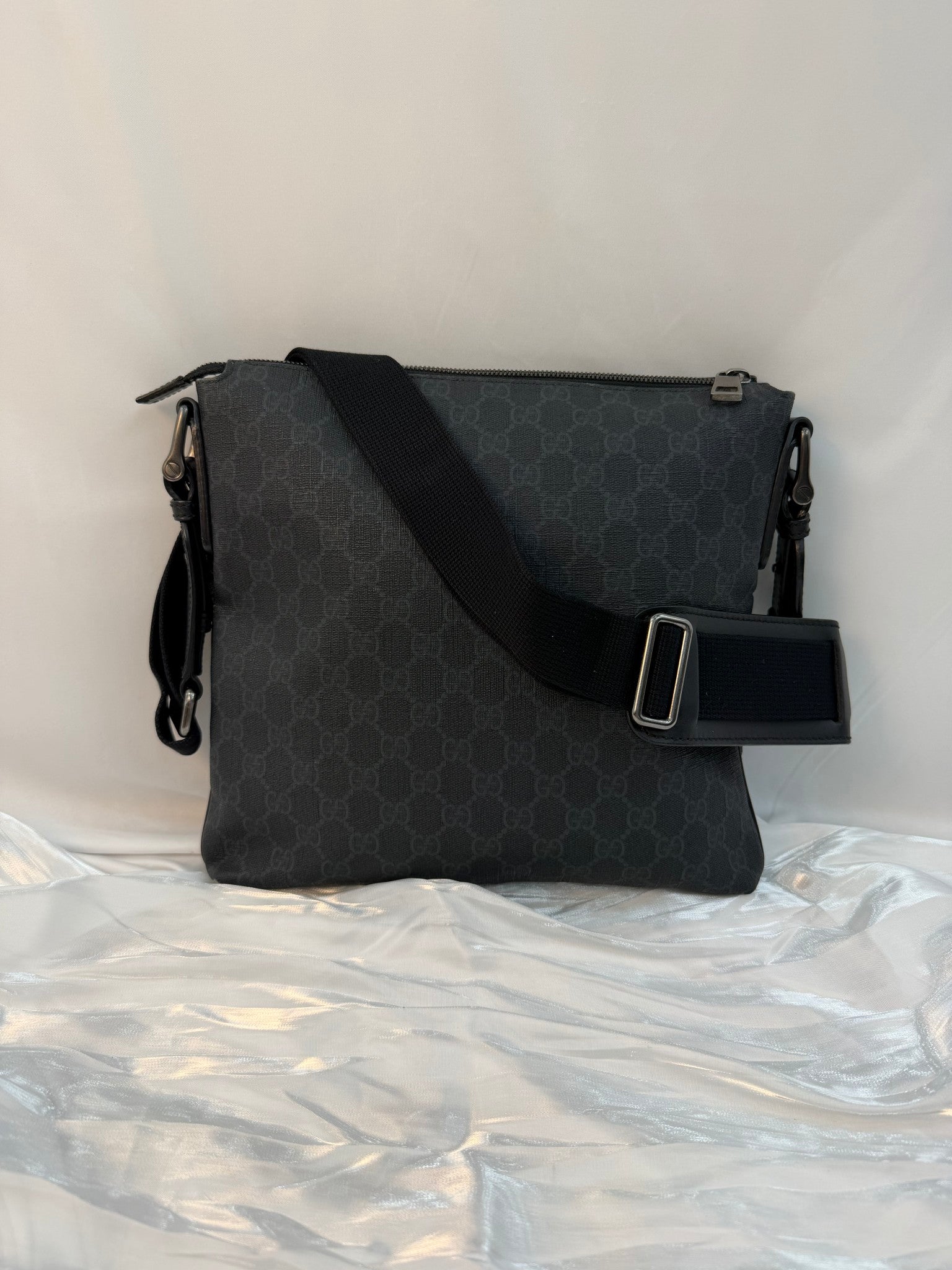 Gucci Black GG Coated Canvas Messenger Bag