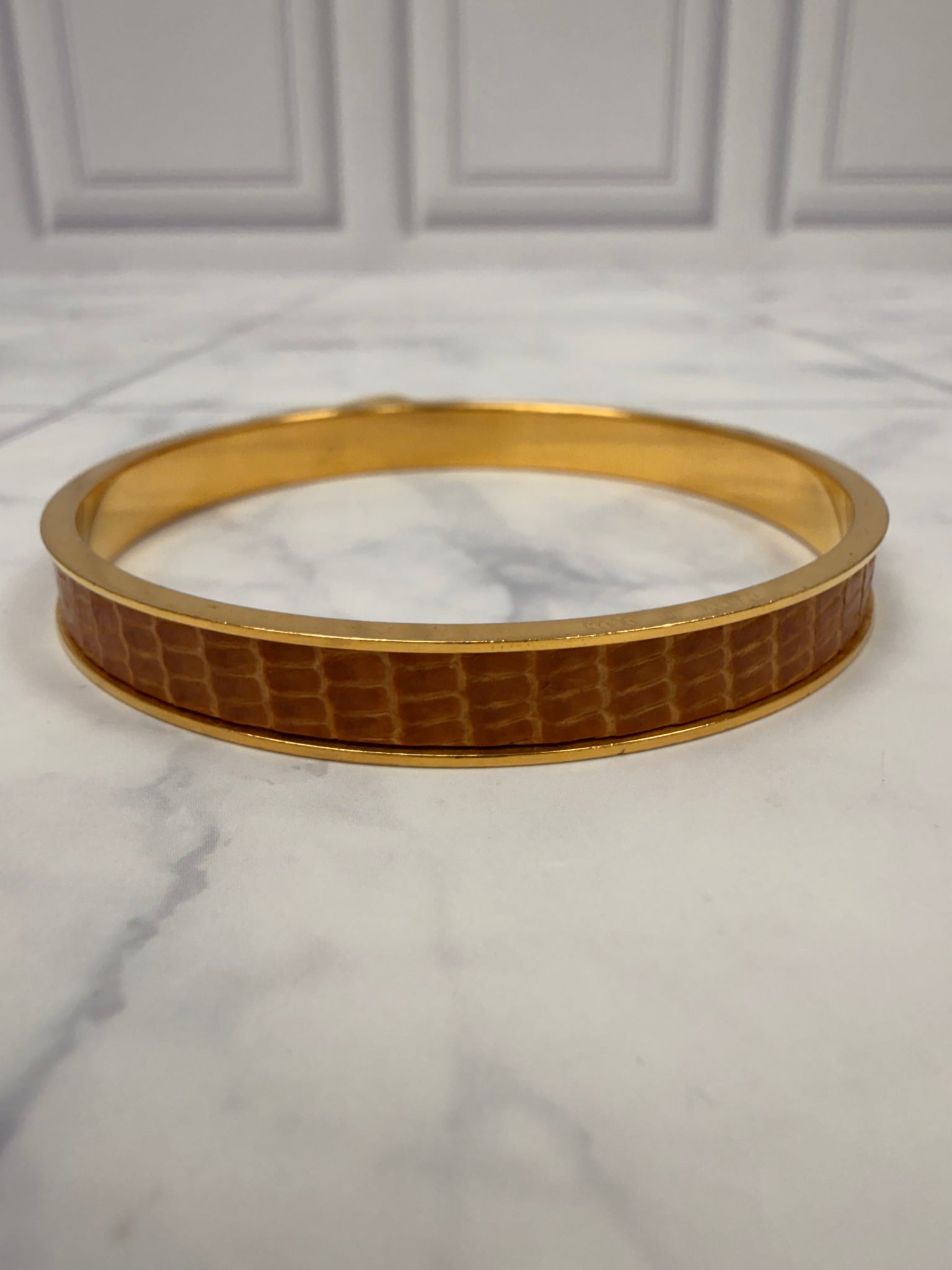 Hermes Brown & Gold Lizard skin Kelly H Cadena Bangle
