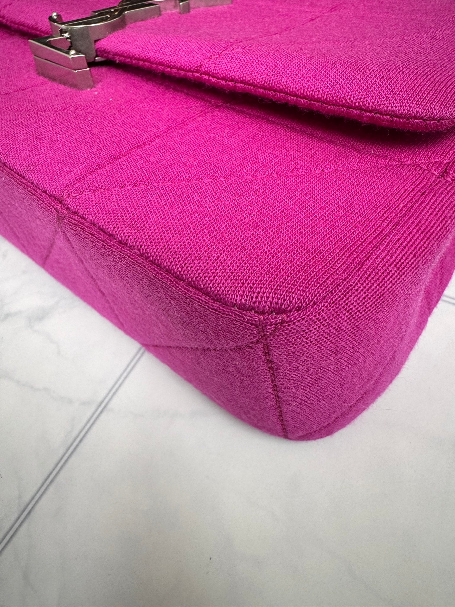 Saint Laurent YSL Hot Pink Quilted Fabric Medium Chain Flap Bag