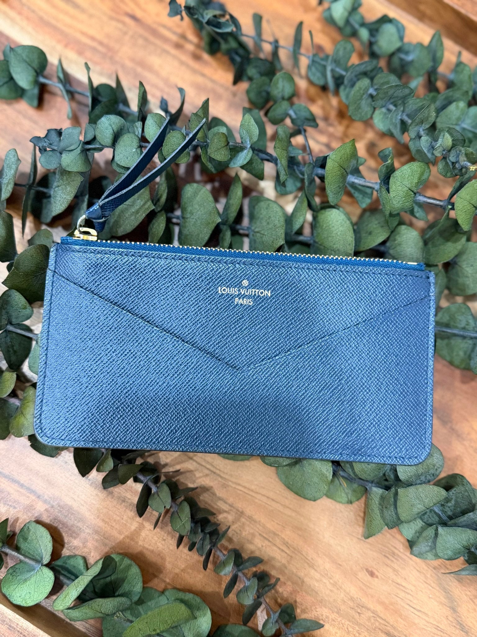 Louis Vuitton Navy Blue Leather Coin & Card Case