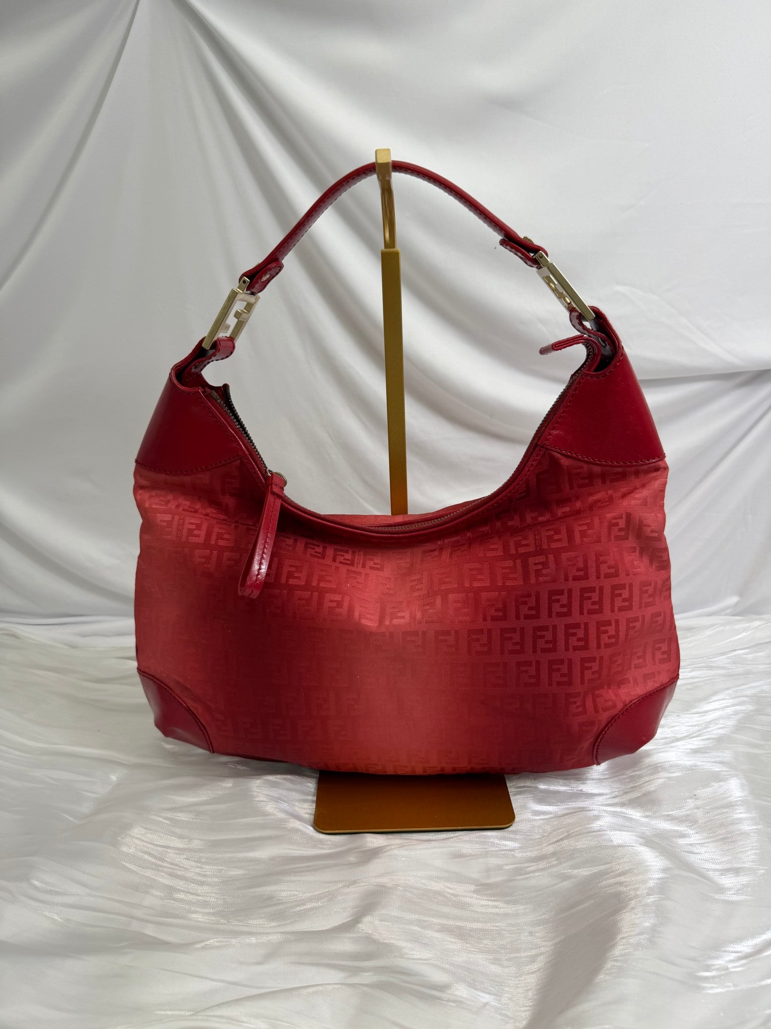 Fendi Red Ombre Zucca Canvas Shoulder Bag