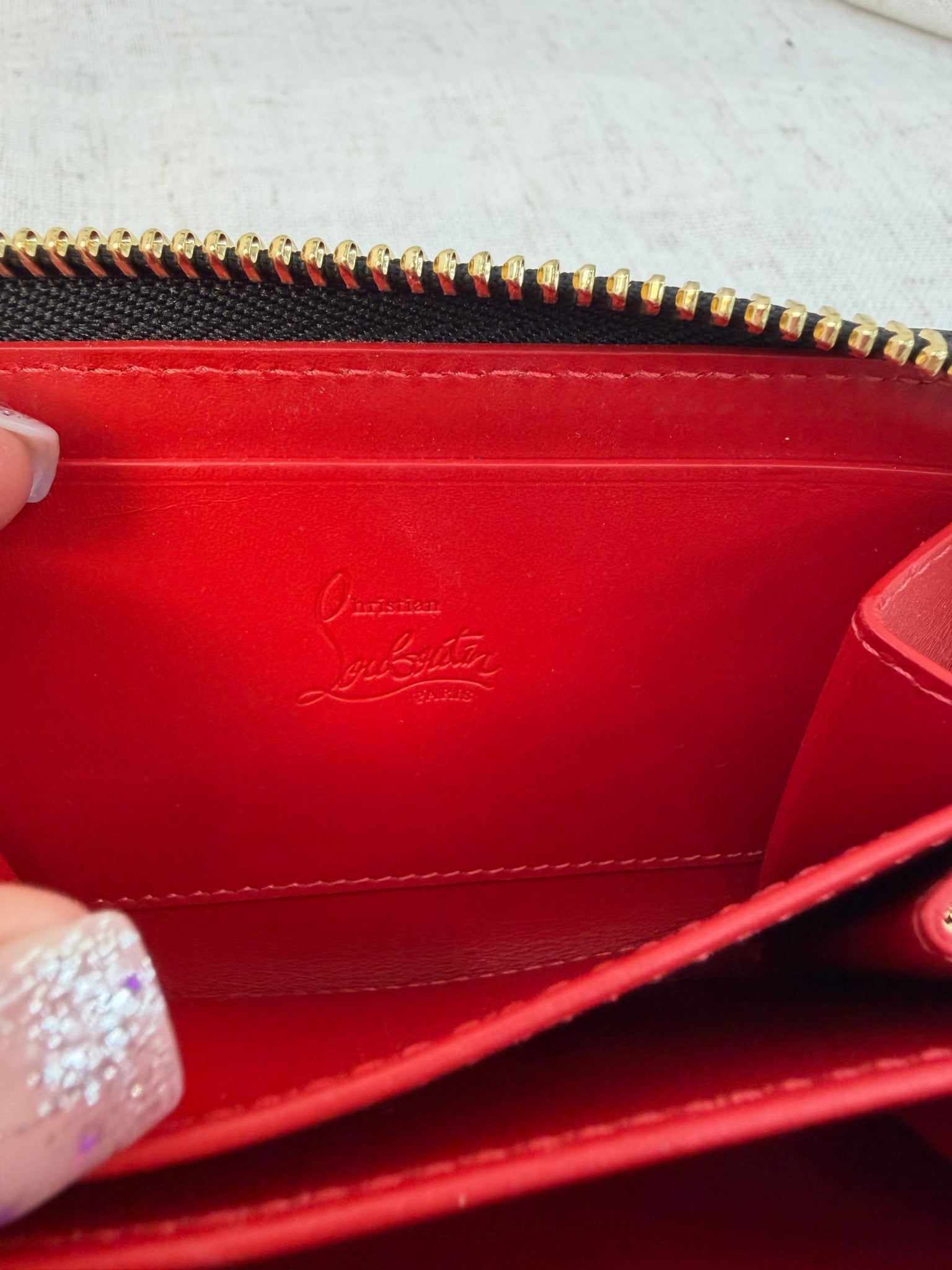 Christian Louboutin Black Leather Studded Compact Wallet