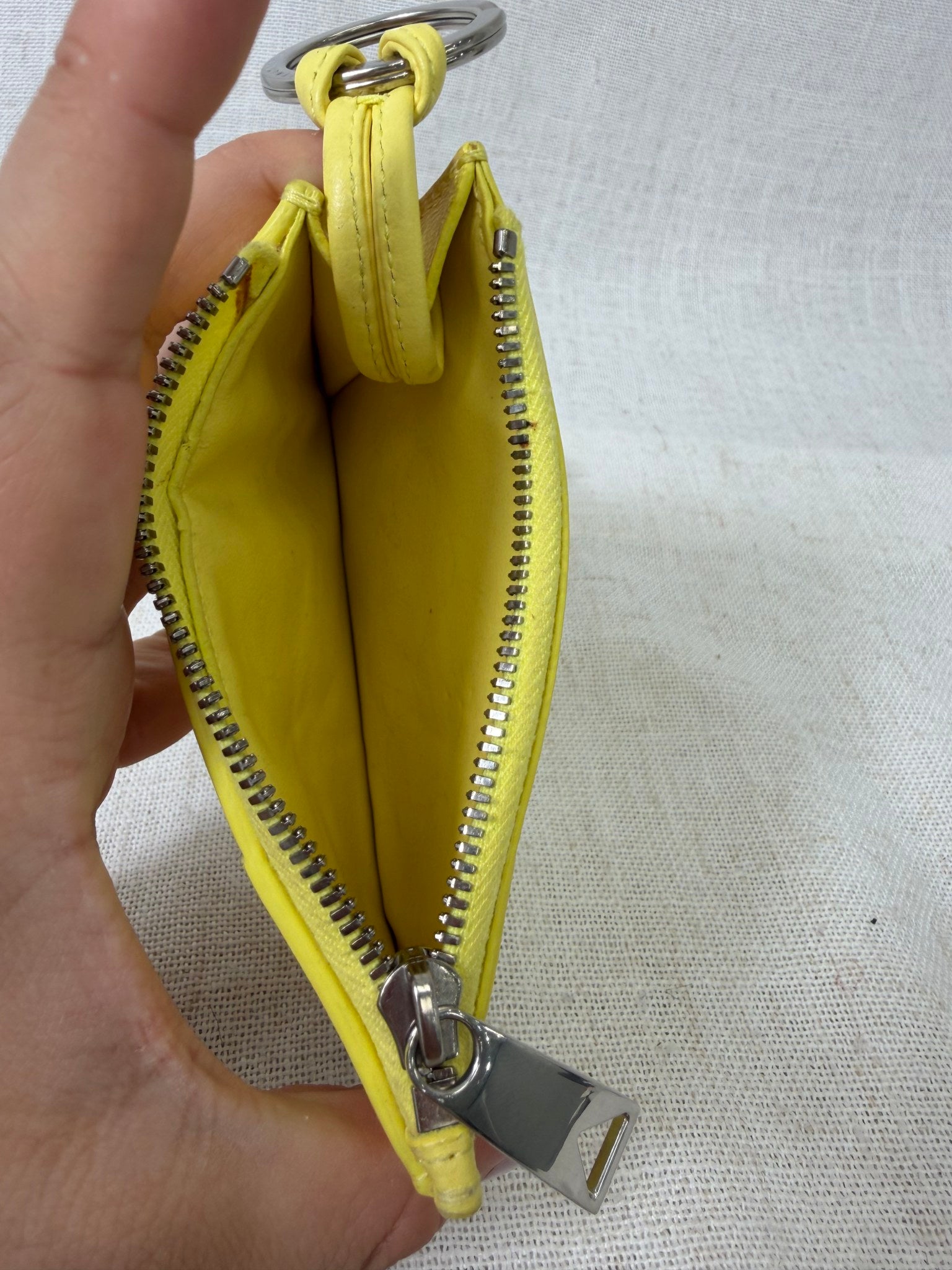 Bottega Veneta Yellow Leather Cassette Zipped Card Holder