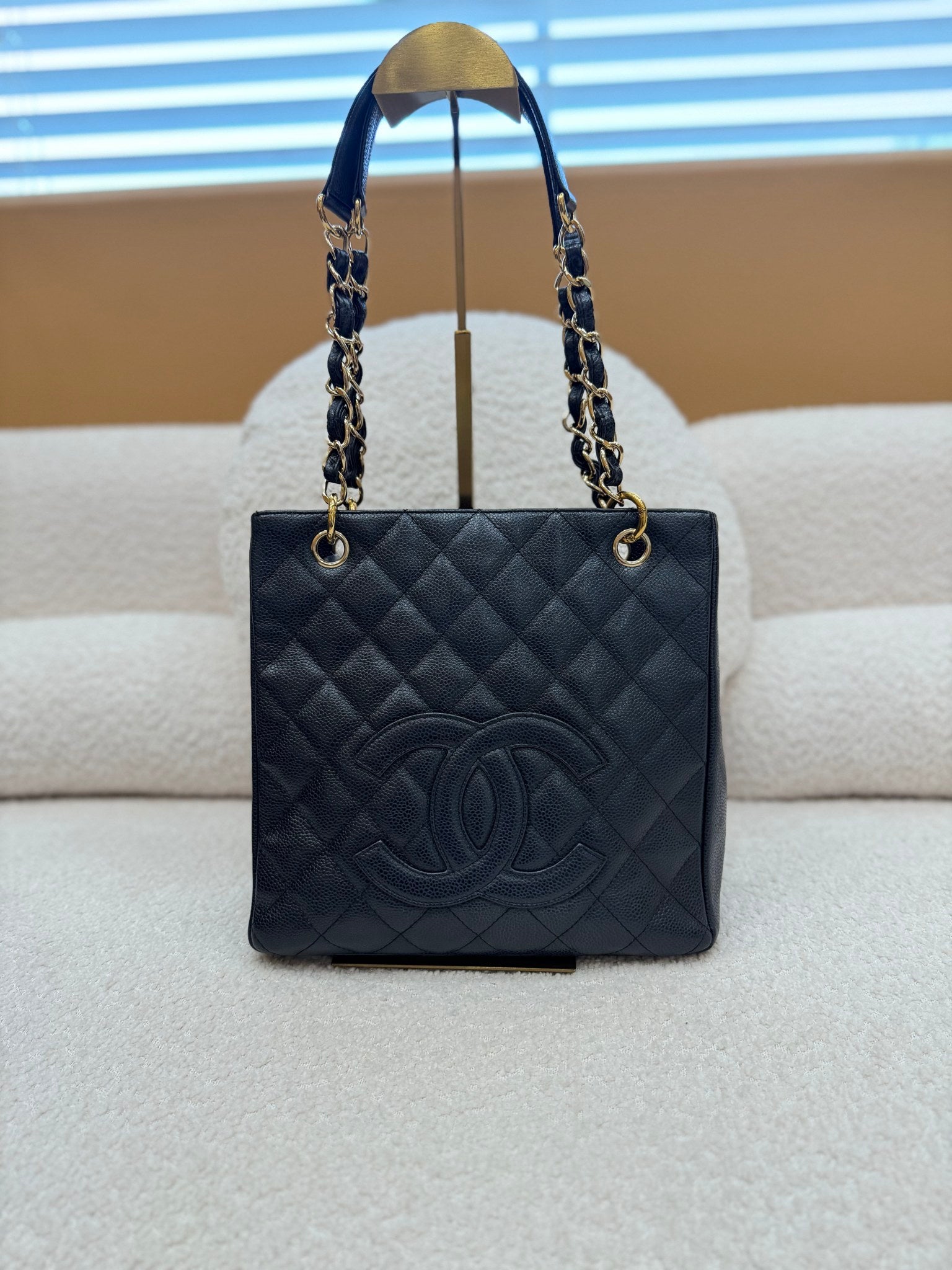 Chanel Black Quilted Caviar Petite Shopping Tote