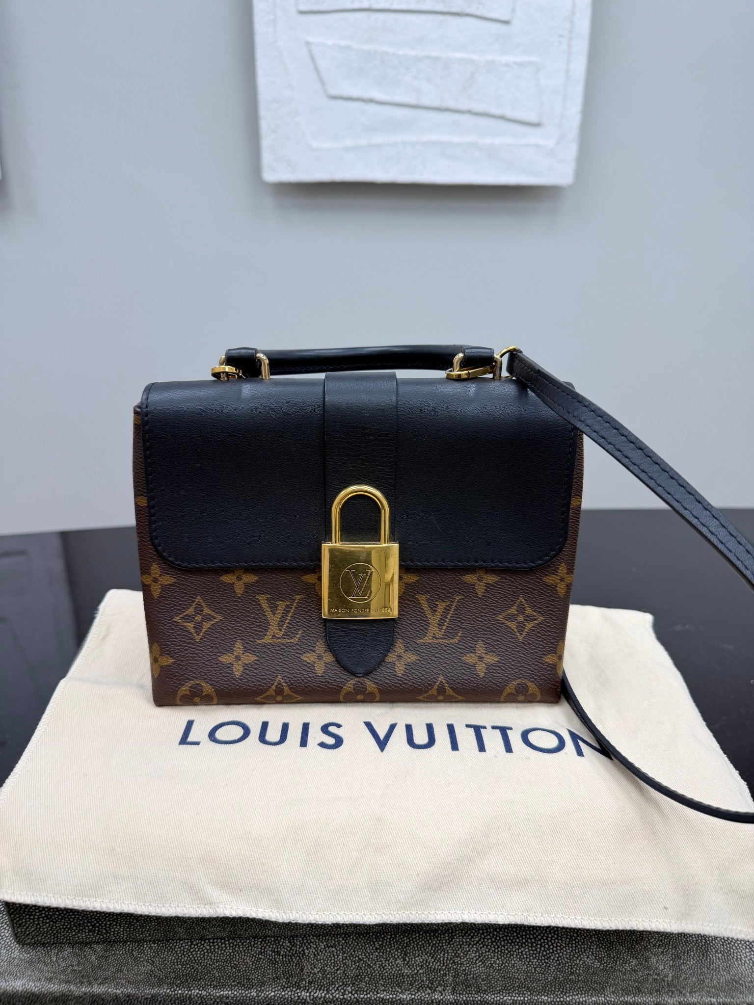 Louis Vuitton Monogram Black Leather Locky BB Crossbody Bag