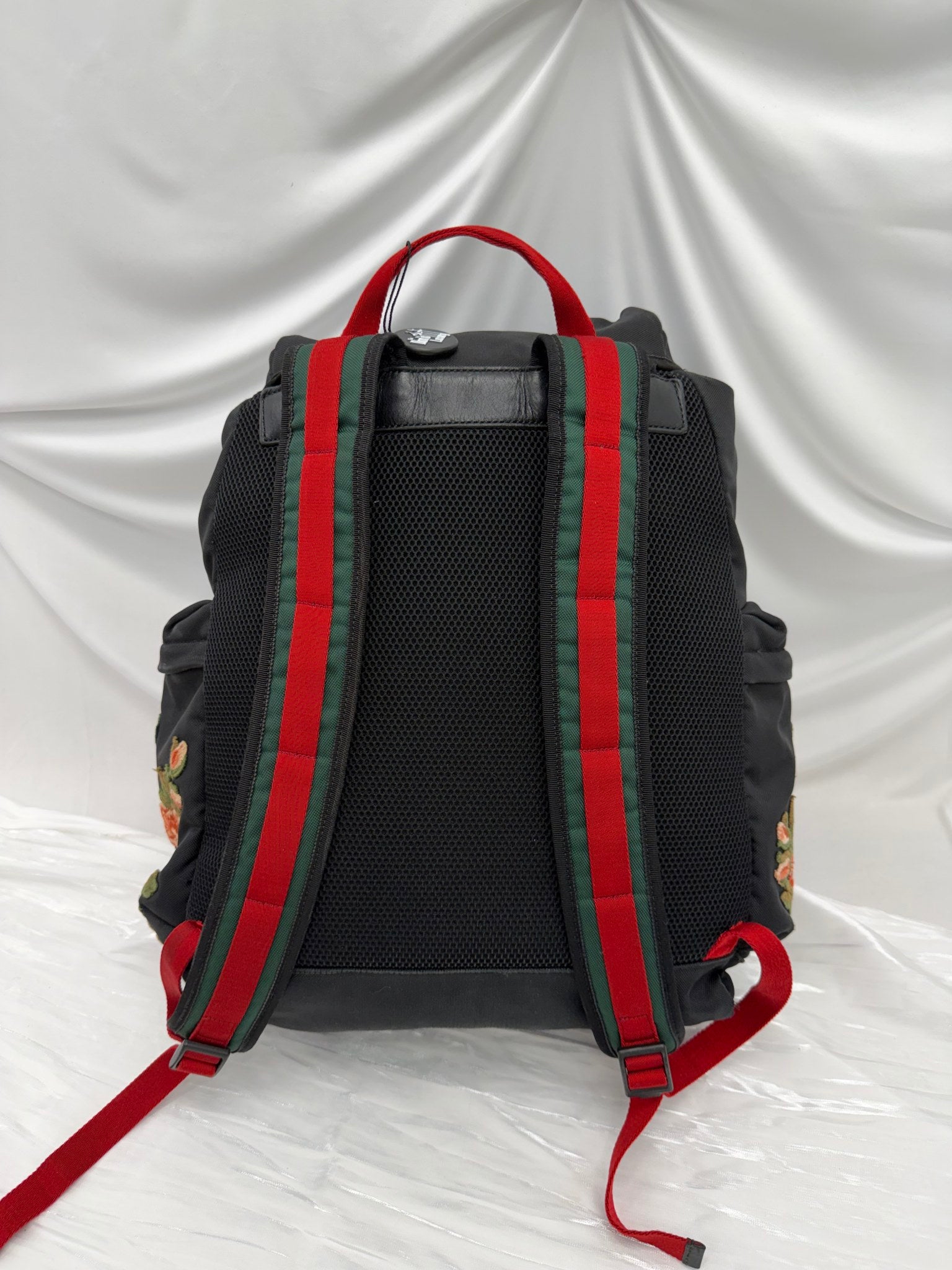 Gucci Black Nylon Embroidered Tiger Backpack