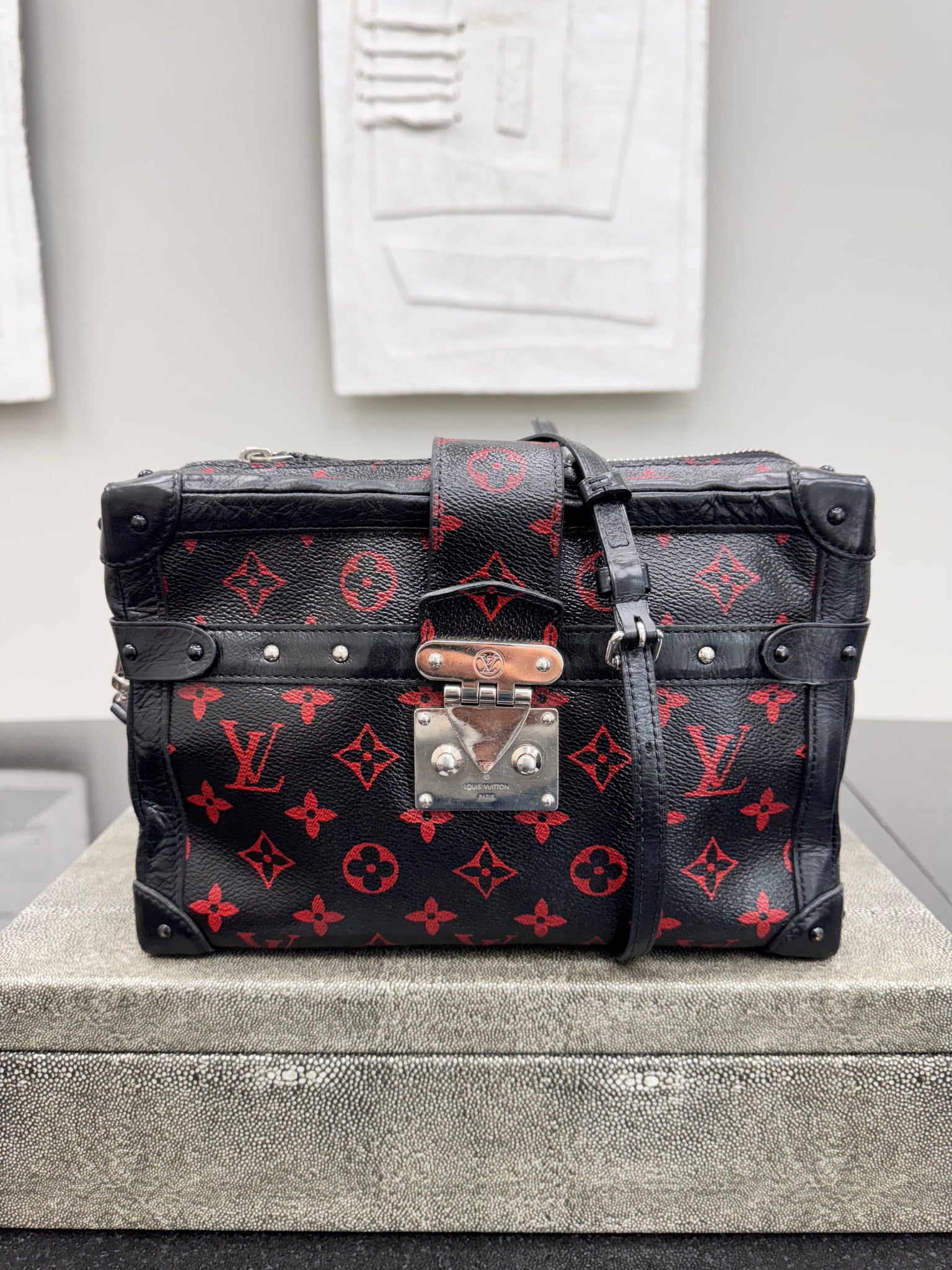 Louis Vuitton Black And Red Monogram Infrarouge Petite Malle Soft Bag GM