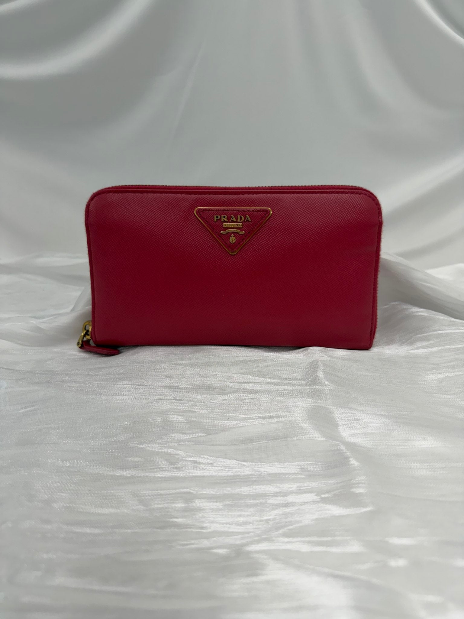 Prada Pink Saffiano Leather Zippy Wallet