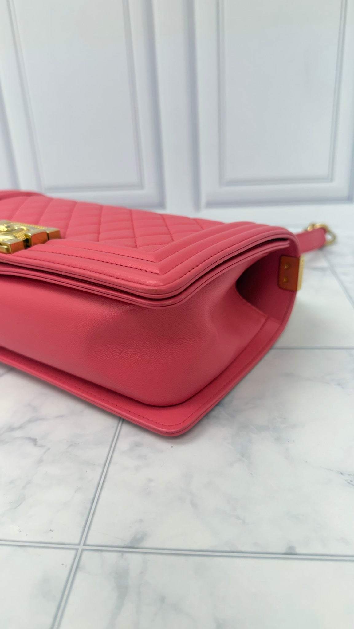 Chanel Hot Pink Lambskin leather Medium Boy Bag Series 23 Shoulder Bag
