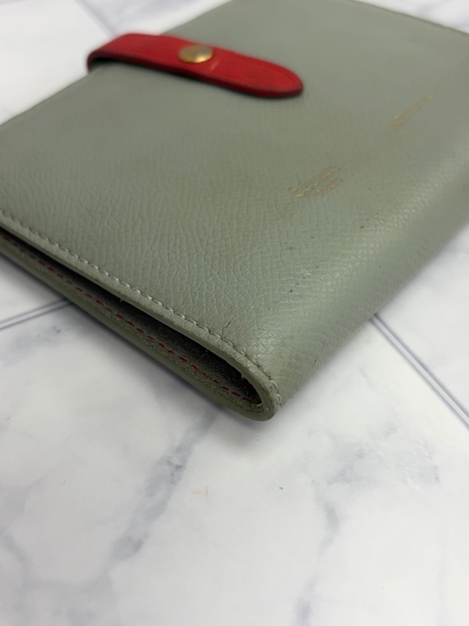 Celine Gray & Red Leather Compact Wallet