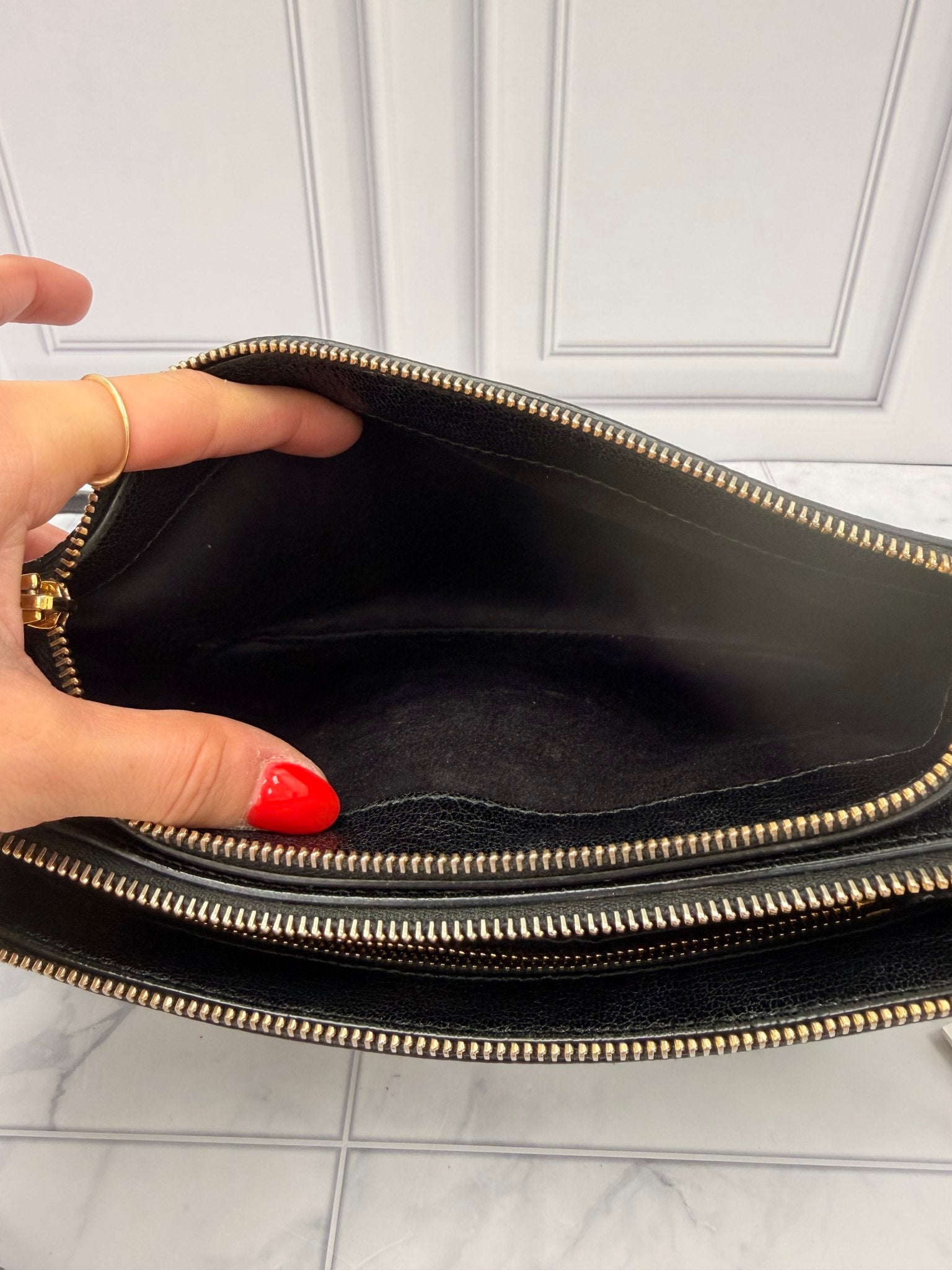 Miu Miu Black Textured Calfskin Double Zip Crossbody