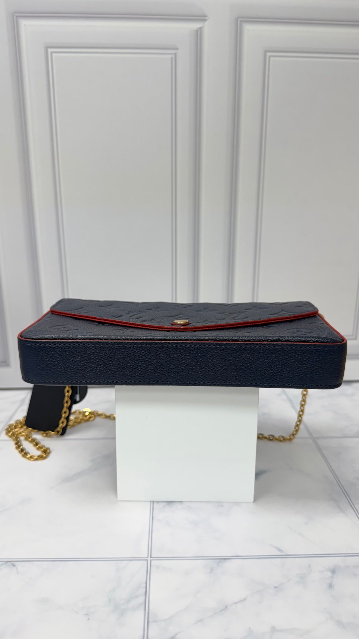 Louis Vuitton Navy Blue Monogram Empreinte Leather Pochette Felicie Crossbody