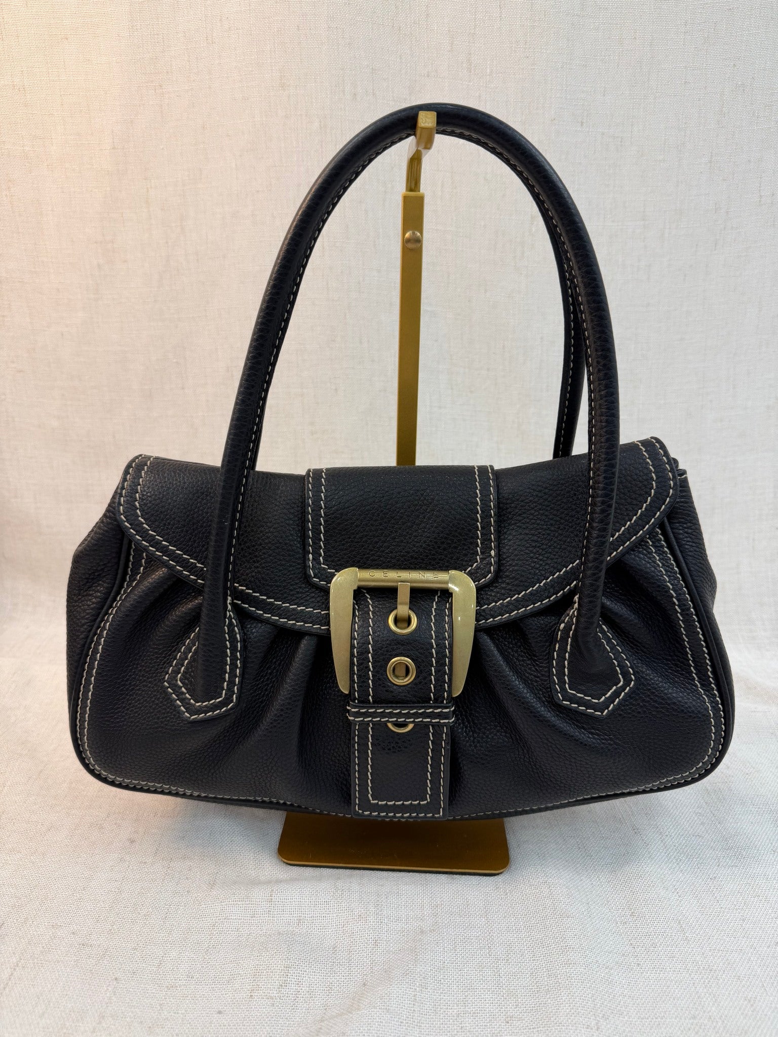 Celine Black Leather Shoulder Bag