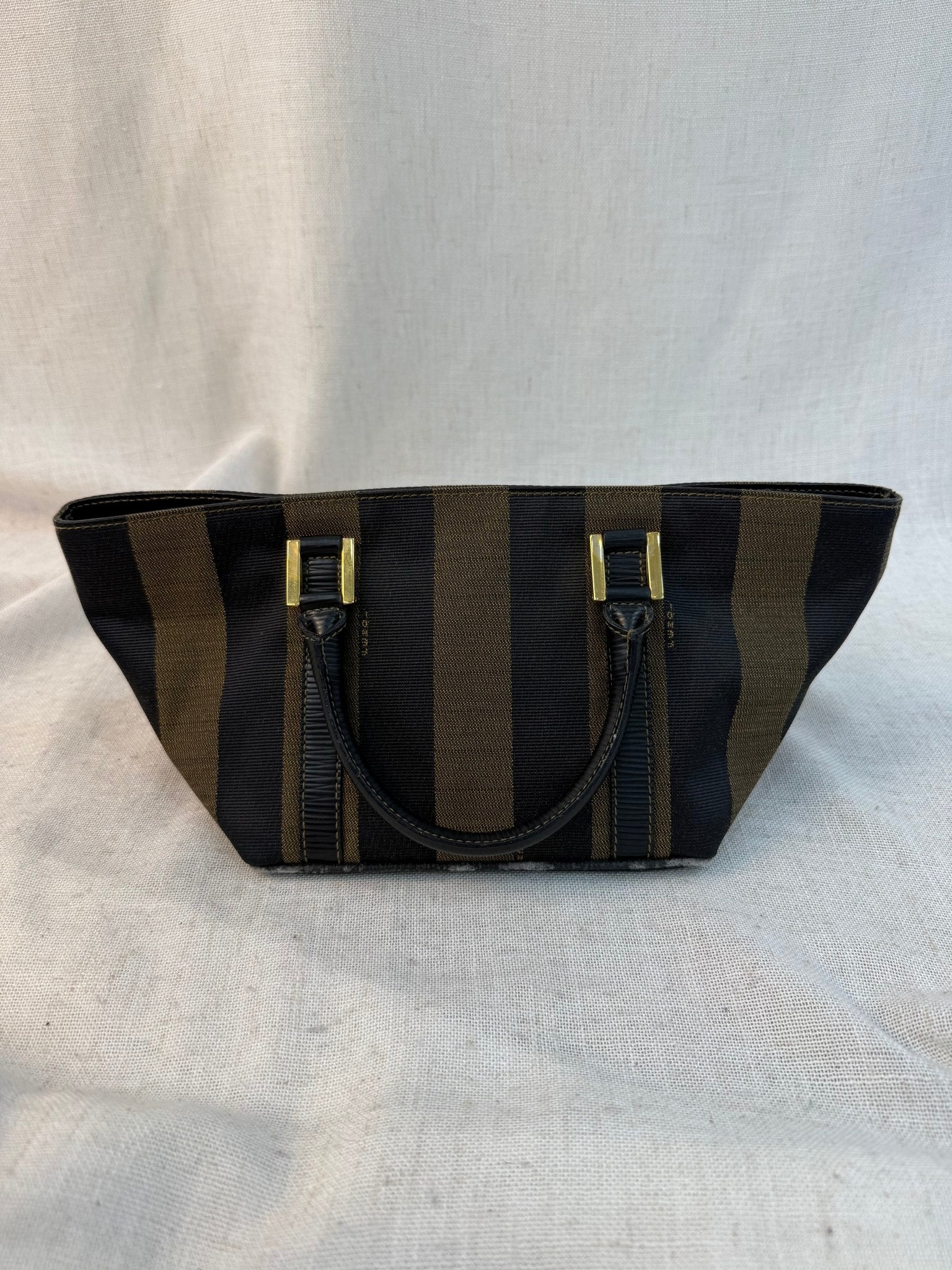 Fendi Brown And Black Canvas Pequin Mini Handbag