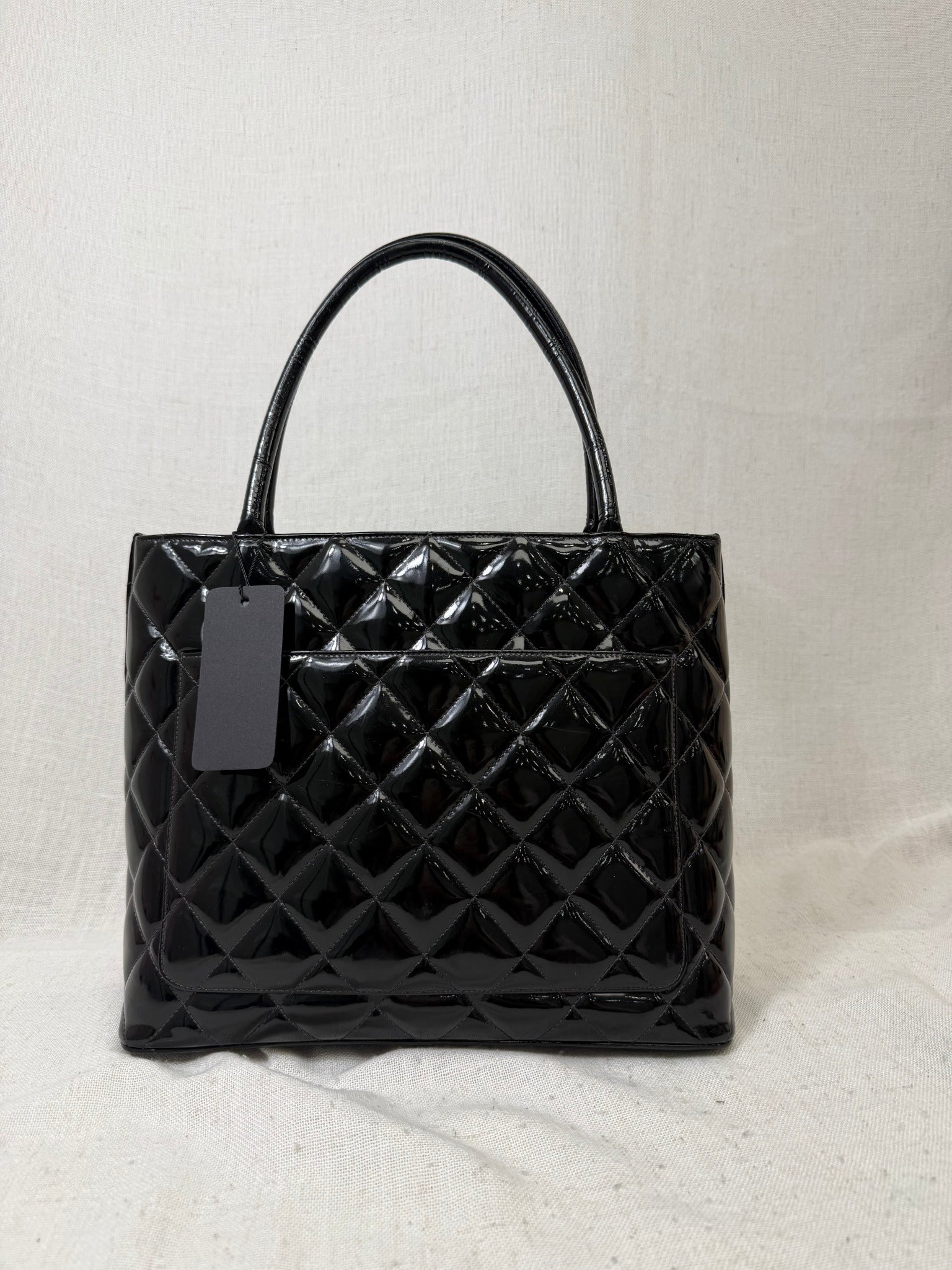 Chanel Black Patent Medallion Tote