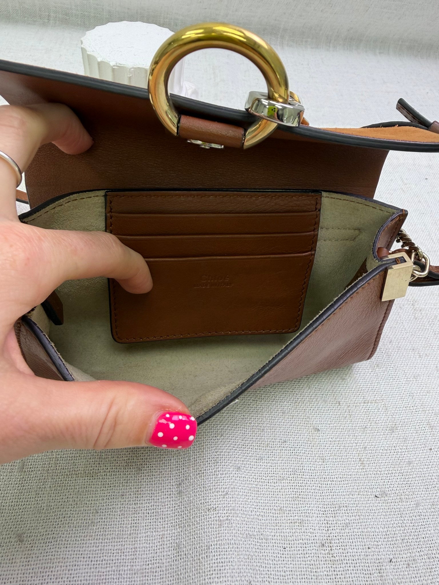 Chloe Brown Leather & Suede Mini Faye Crossbody Bag