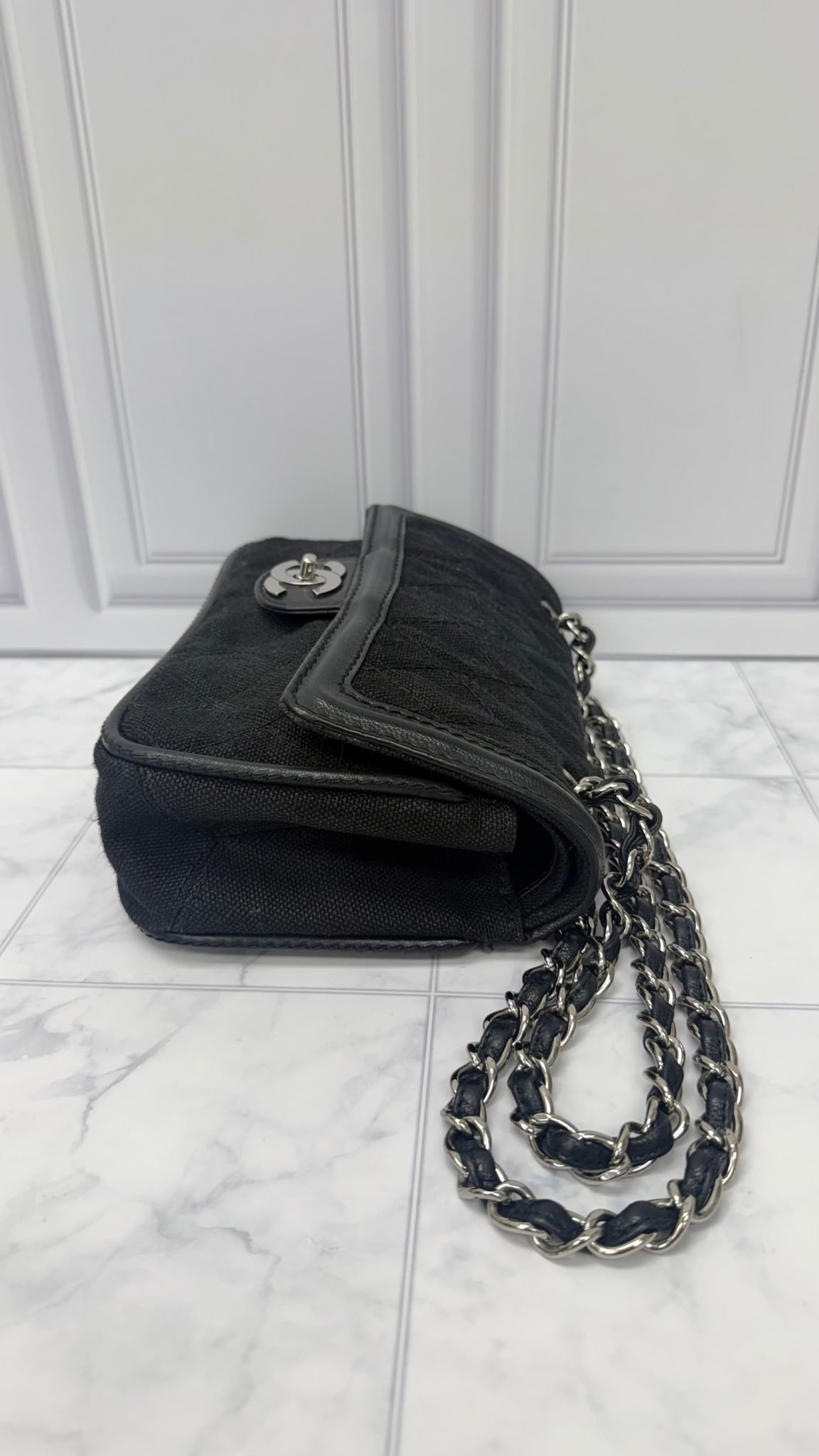 Chanel Black Canvas Double Flap Bag
