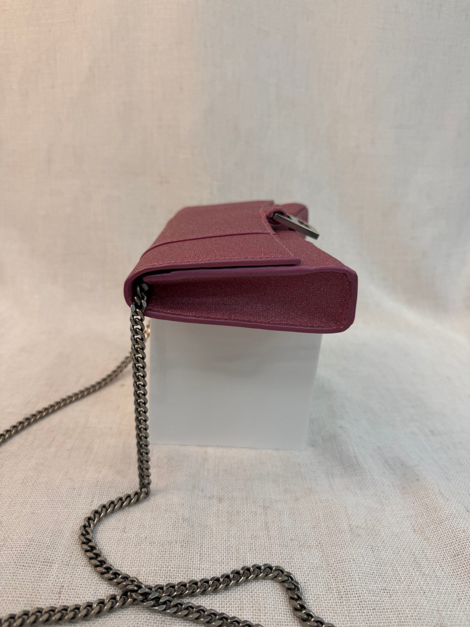 Balenciaga Pink Metallic XS Hourglass Crossbody Bag