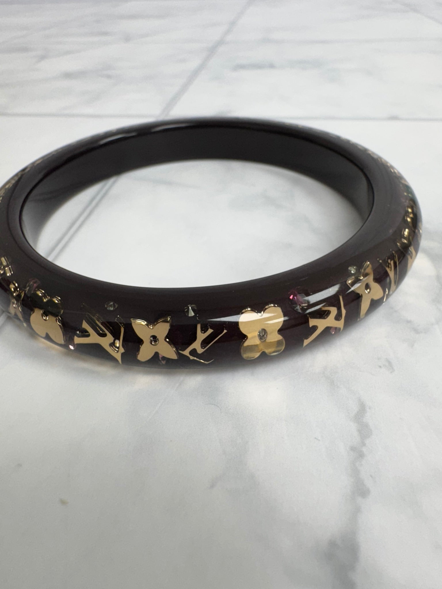 LIKE NEW - Louis Vuitton Brown Inclusion Bangle Bracelet PM