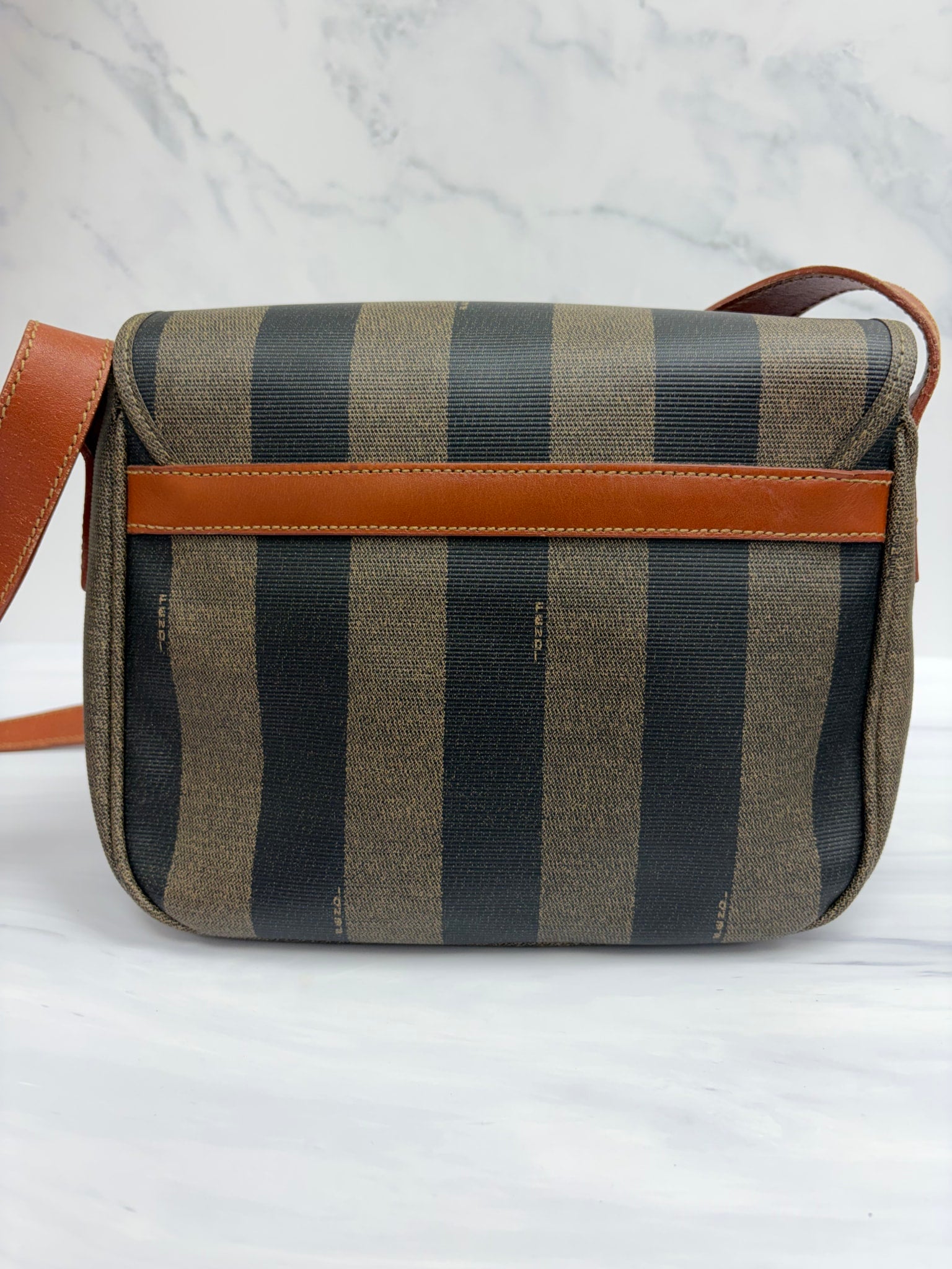 Fendi Brown & Black Leather Pequin Crossbody