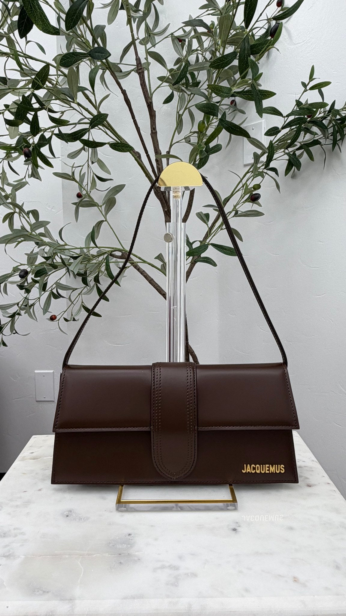 BRAND NEW - Jacquemus Chocolate Brown Leather Long Bambino