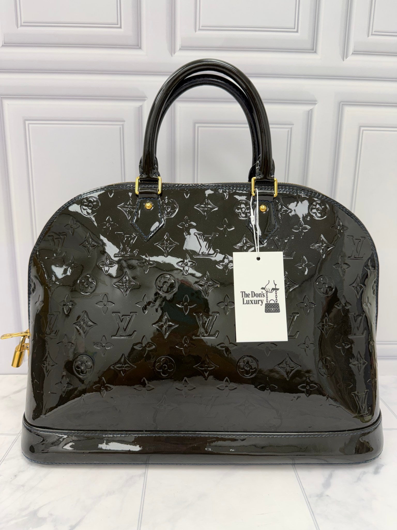 Louis Vuitton Midnight Blue Infini Vernis Alma GM Handbag