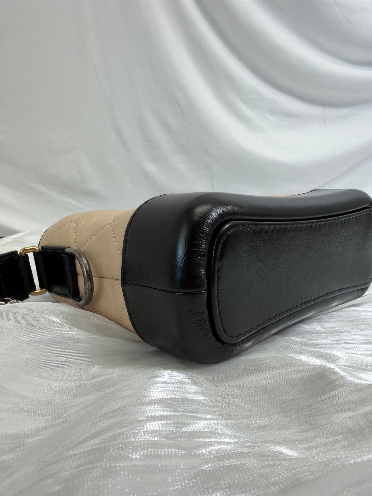 Chanel Beige Quilted x Black Calfskin Gabrielle Small Crossbody Bag