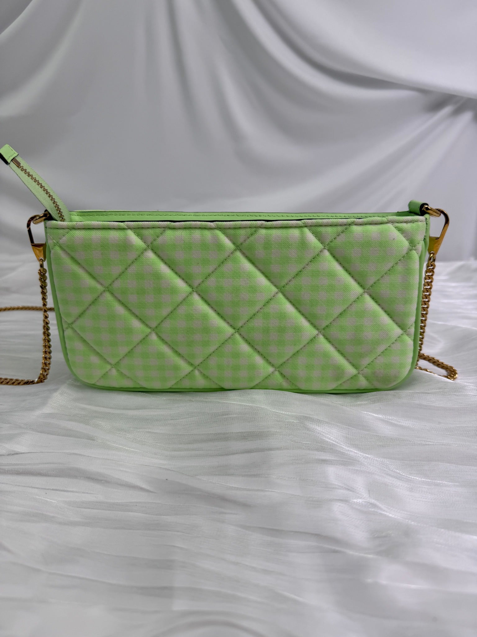 BRAND NEW- Versace Green & White Plaid Medusa Crossbody