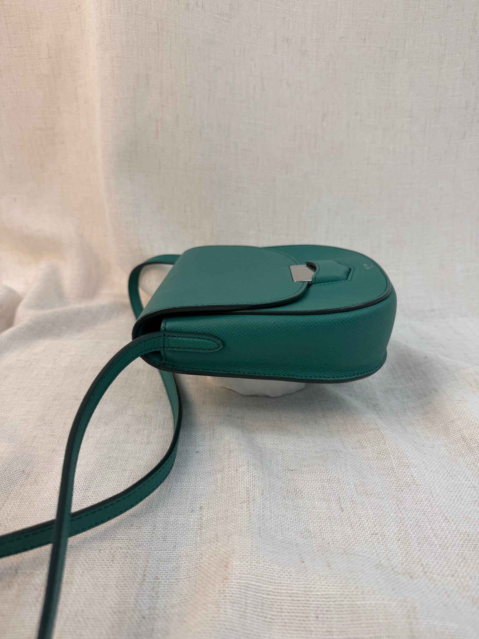 Celine Teal Leather Trotteur Crossbody Bag