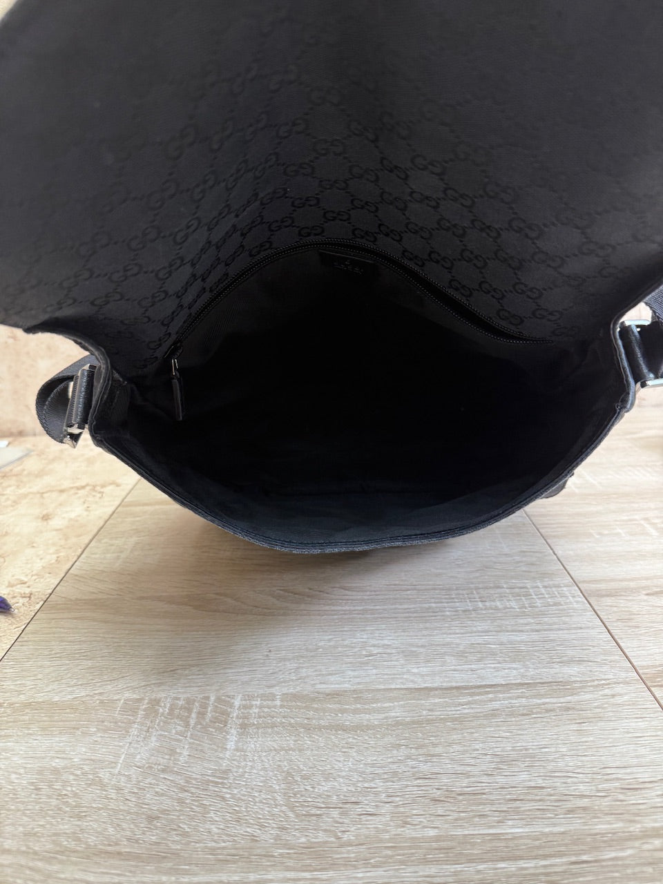 Gucci GG Black Canvas Messenger Bag