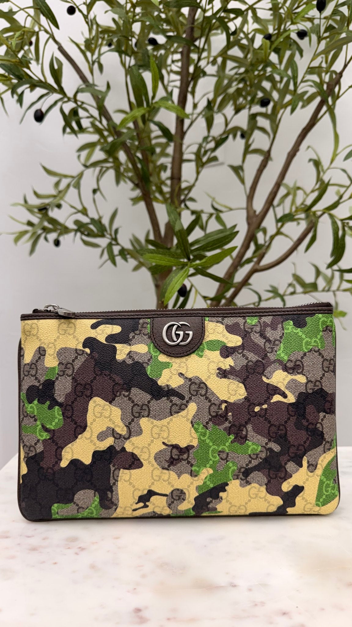 Gucci Multicolor GG Supreme Canvas Camouflage Pouch