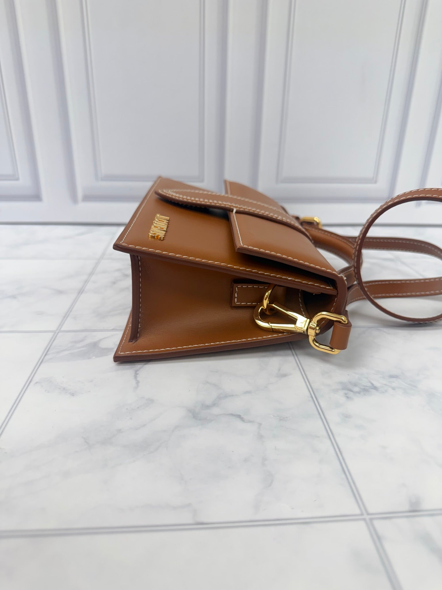 BRAND NEW - Jacquemus Light Brown Leather Le Grand Bambino 2Way Handbag