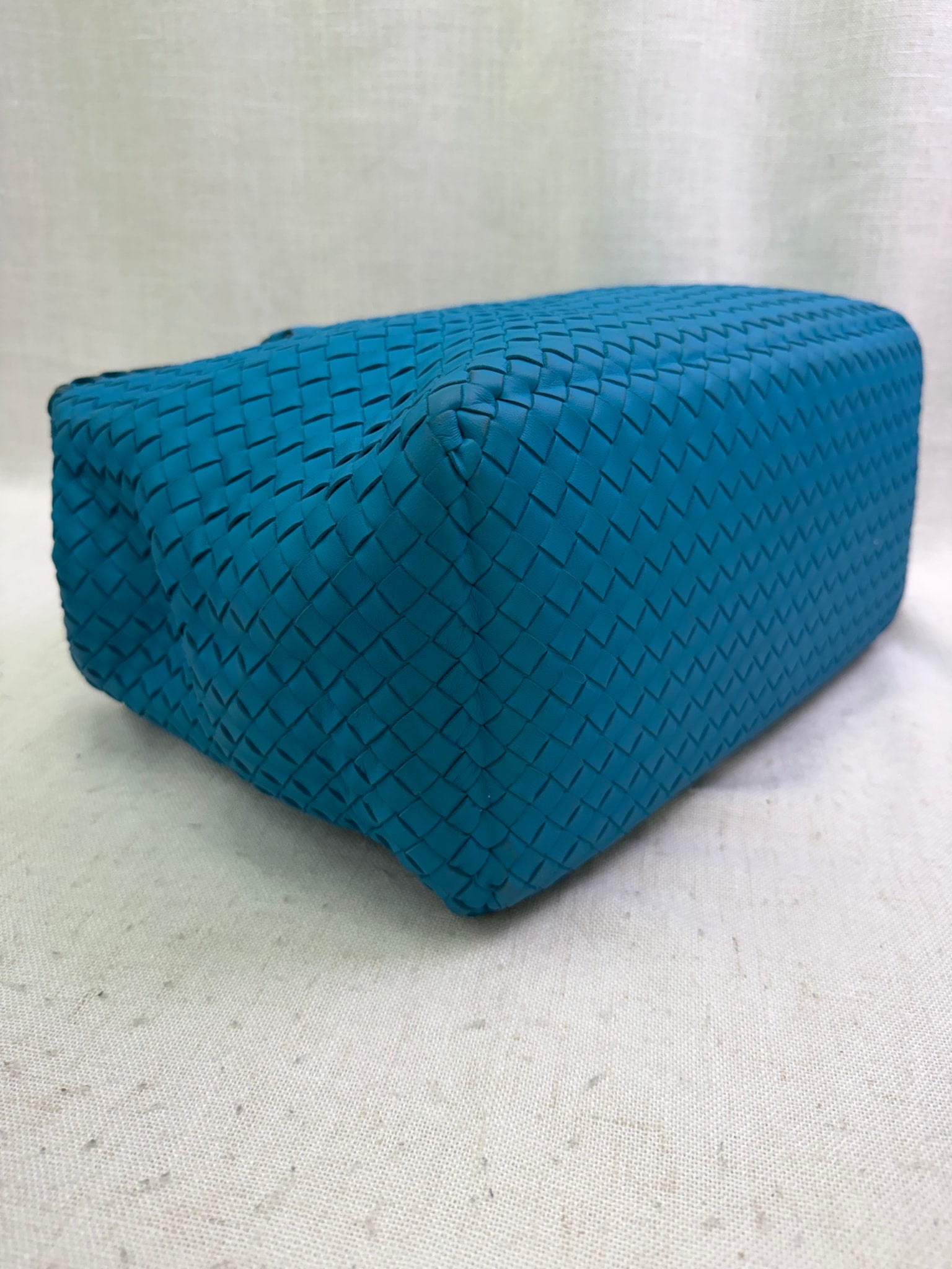 Bottega Veneta Turquoise Intrecciato Leather & Python Large Brick Tote Bag
