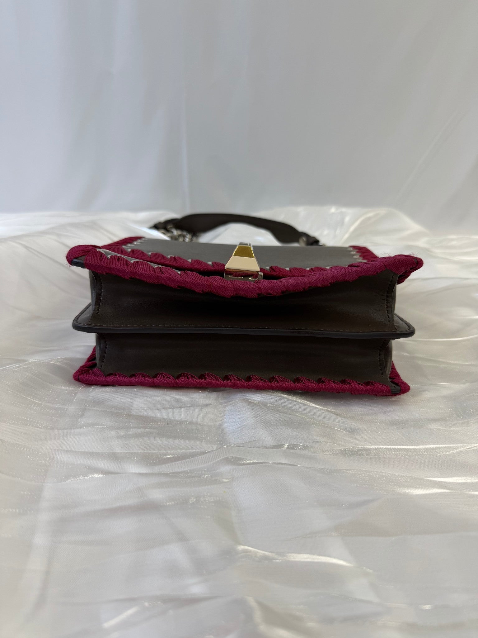 Fendi Brown Leather Kan I Whipstitch Chain Bag