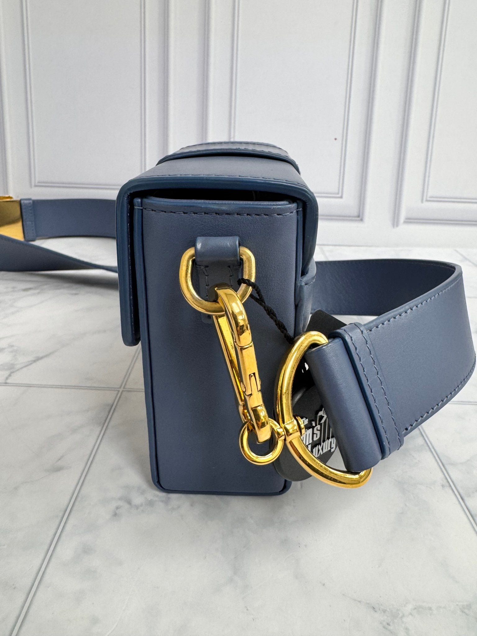 LIKE NEW - Christian Dior Blue Leather 30 Montaigne Crossbody Box Bag