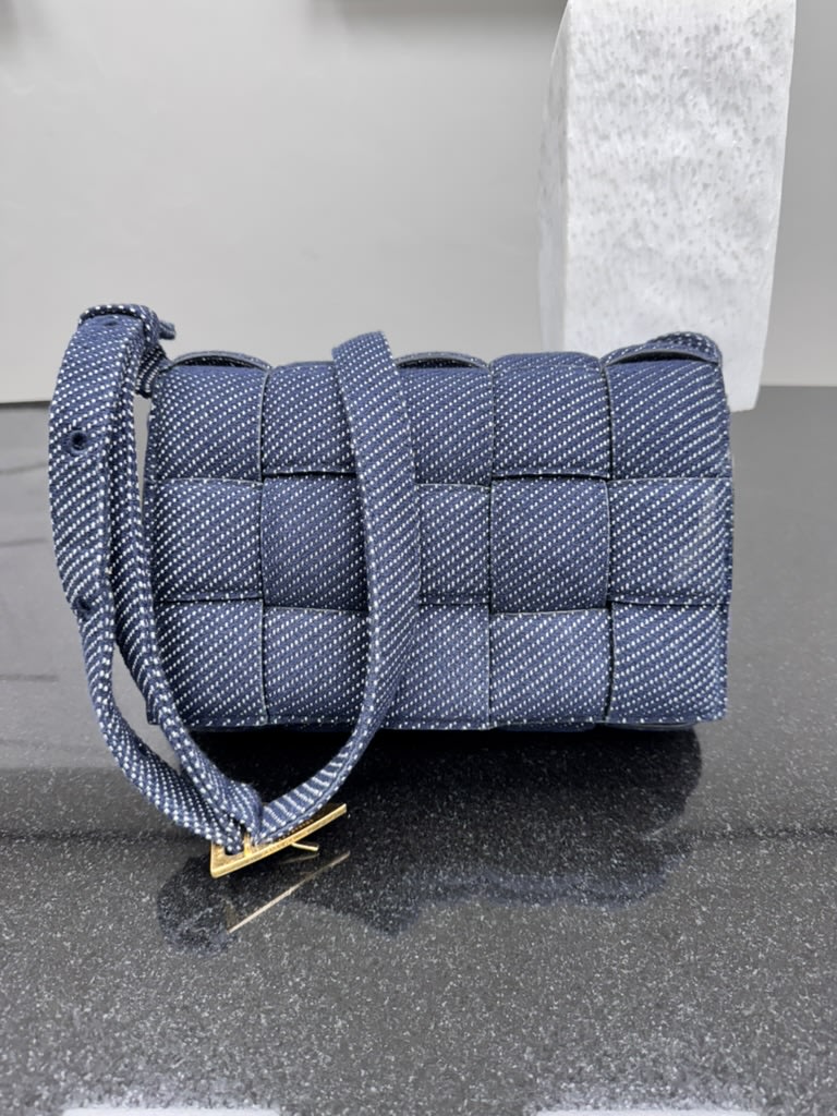 LIKE NEW - Bottega Veneta Blue Padded Intrecciato Denim Cassette Bag