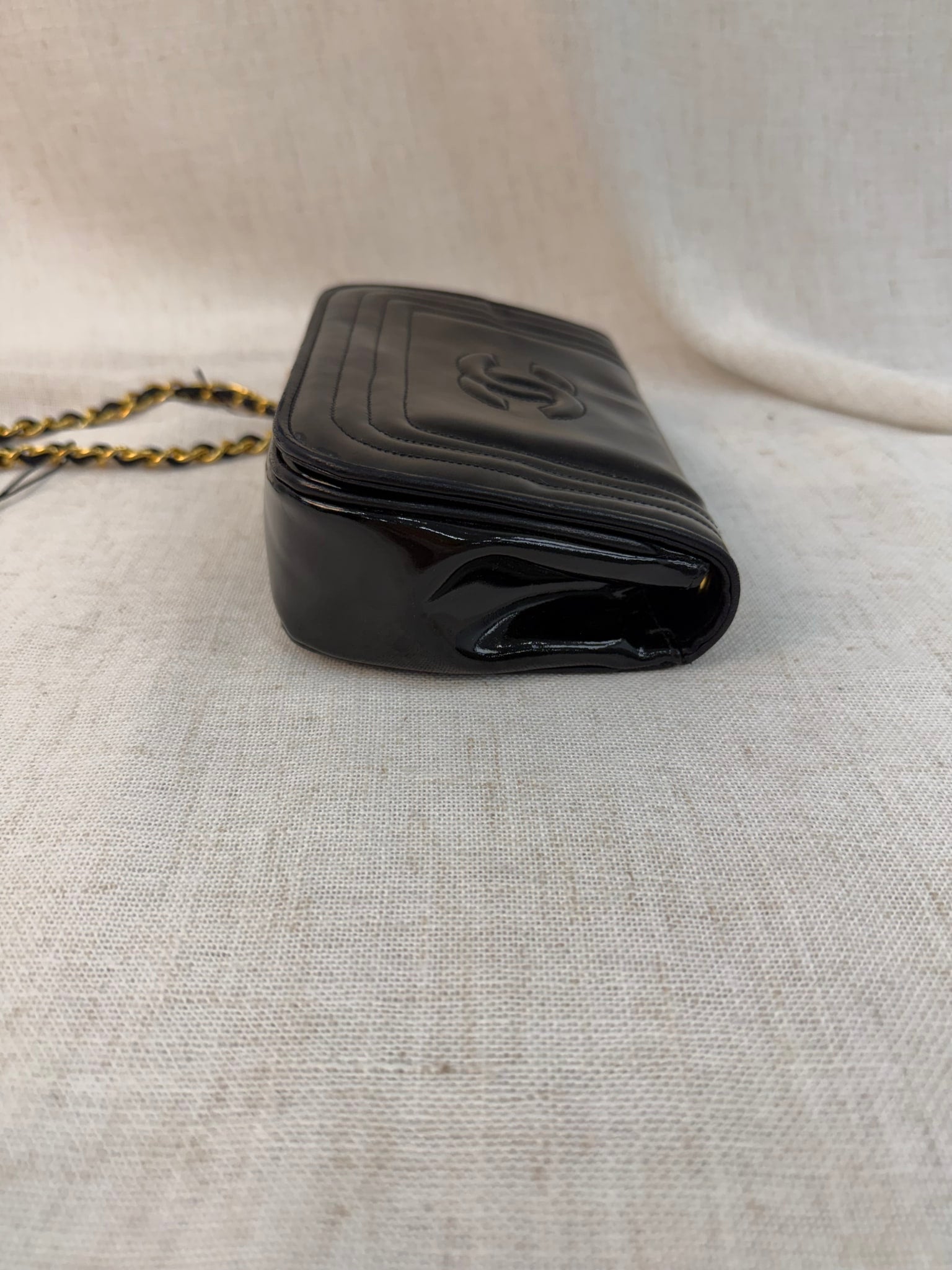 Chanel Black Patent Leather Single Flap Mini Crossbody Bag