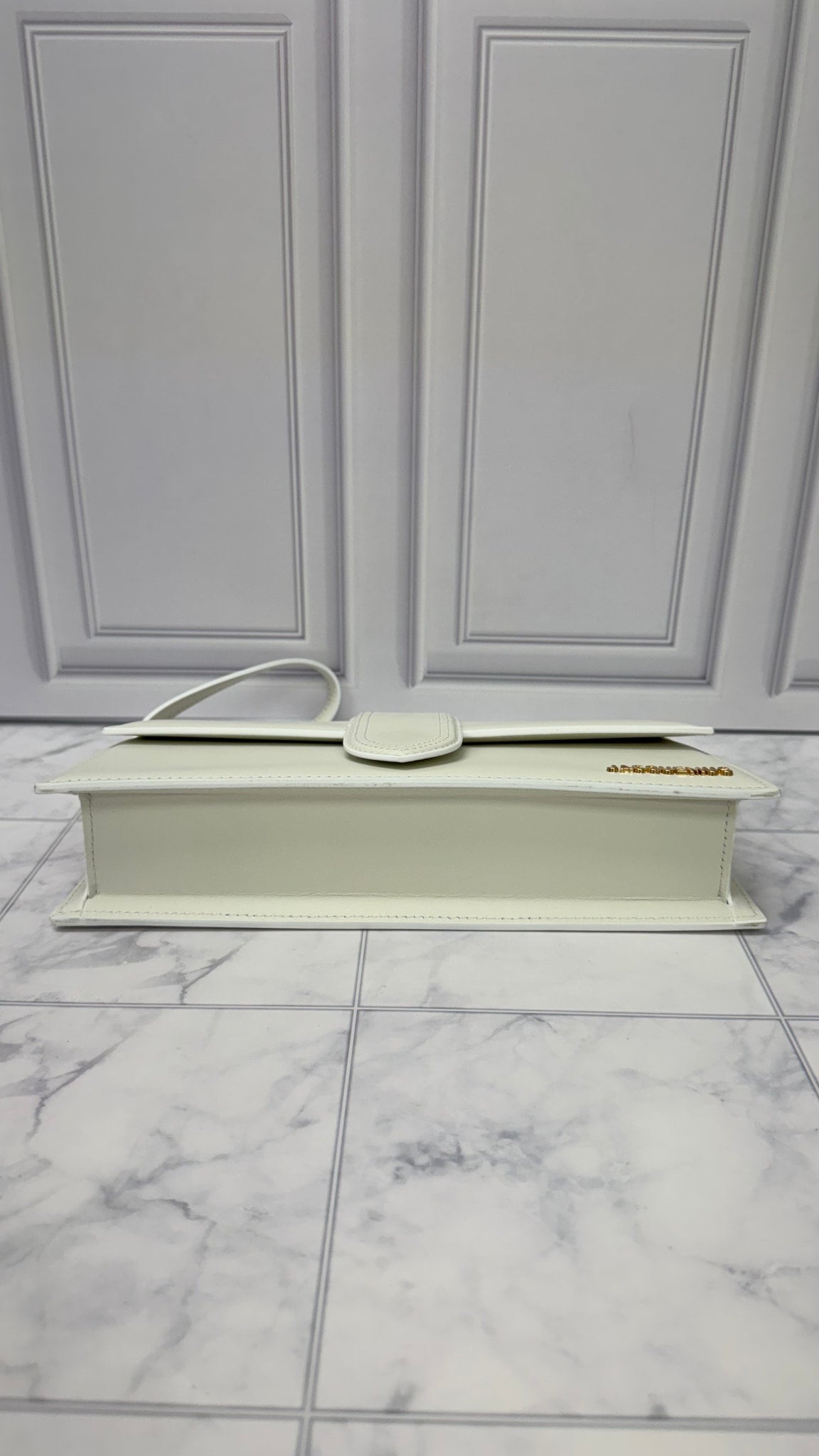 BRAND NEW - Jacquemus White Leather Le Bambino Long Shoulder Bag