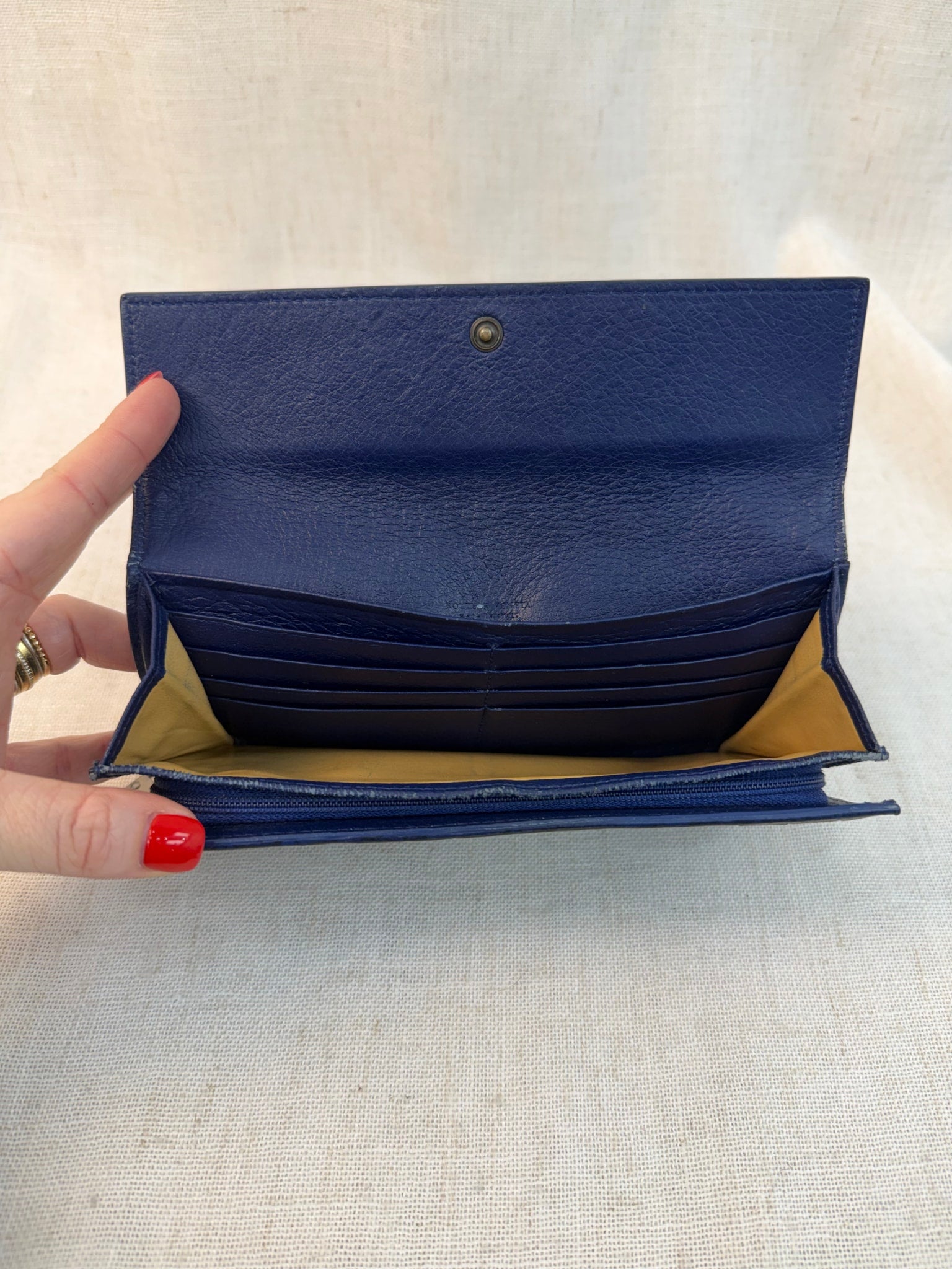 Bottega Veneta Blue Leather Intrecciato Long Wallet