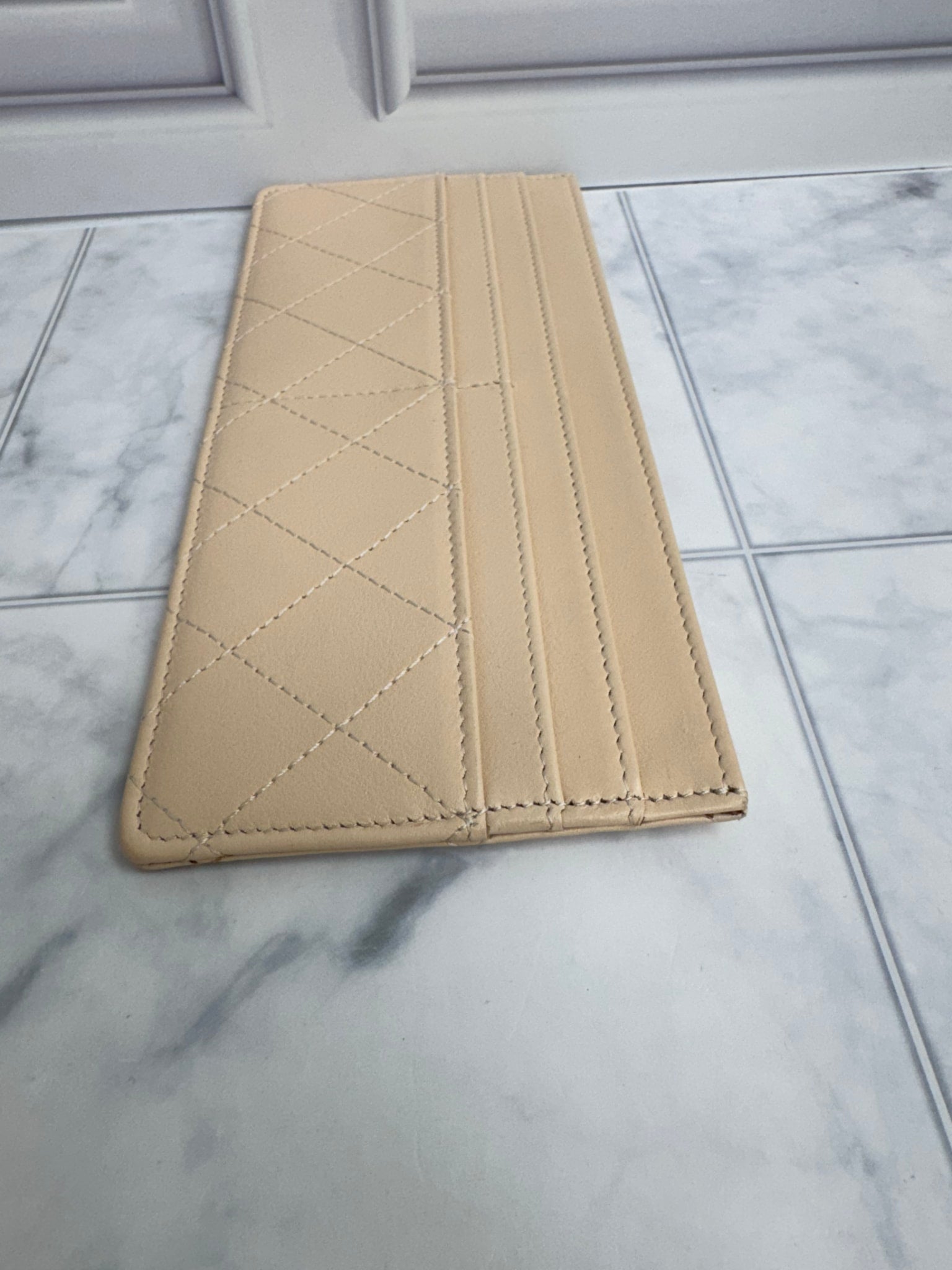 Chanel Beige Quilted Leather Wallet Insert