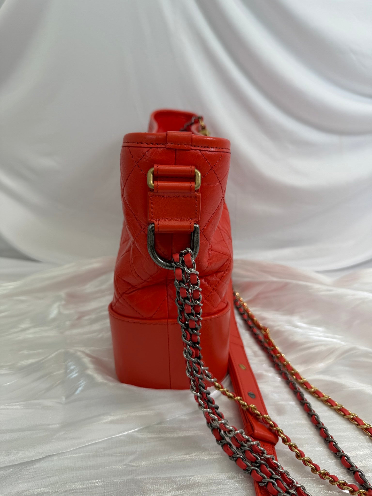 Chanel Orange Quilted Calfskin Gabrielle Medium Crossbody Bag