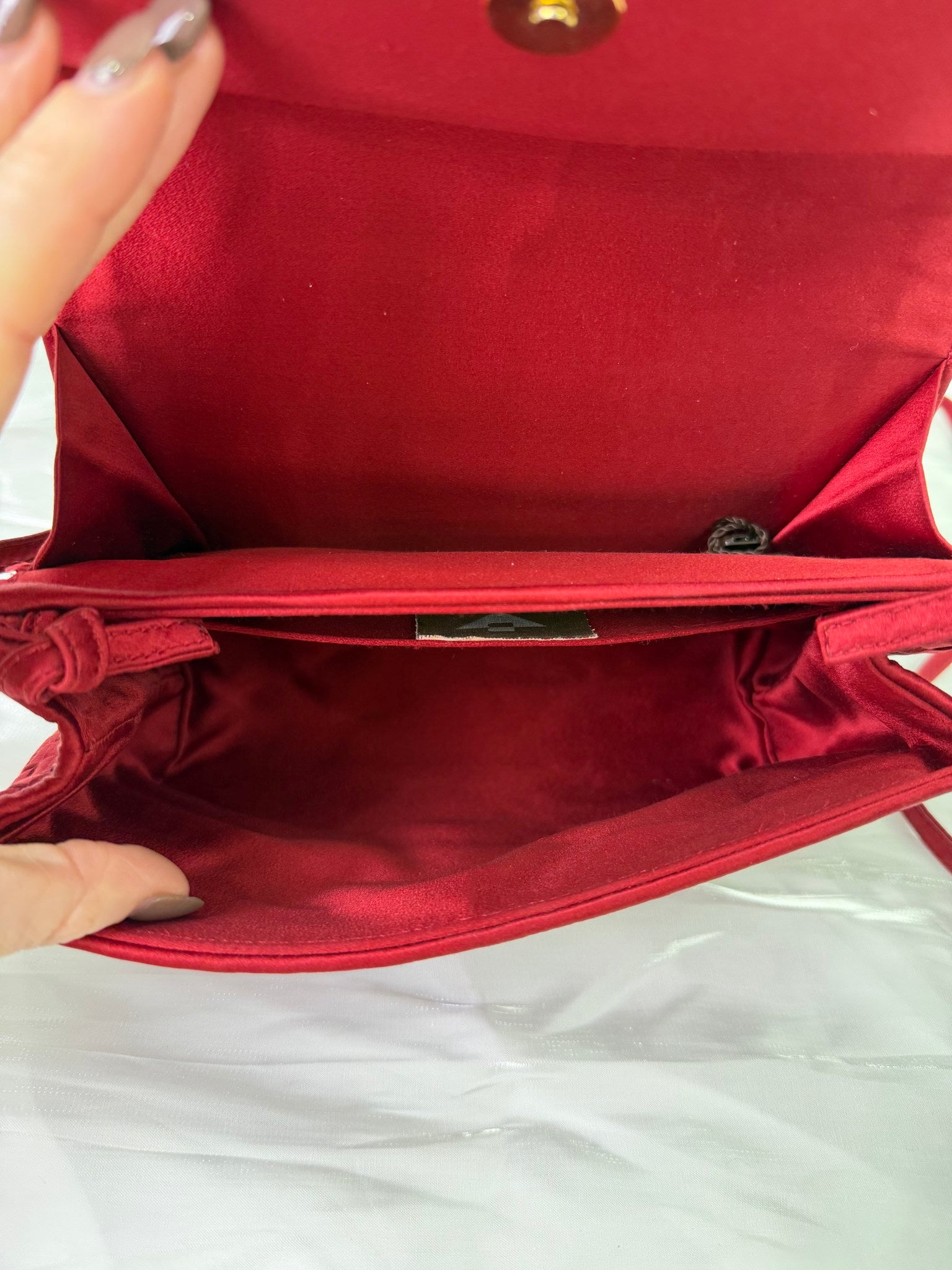 Bottega Veneta Red Satin Intrecciato Shoulder Bag